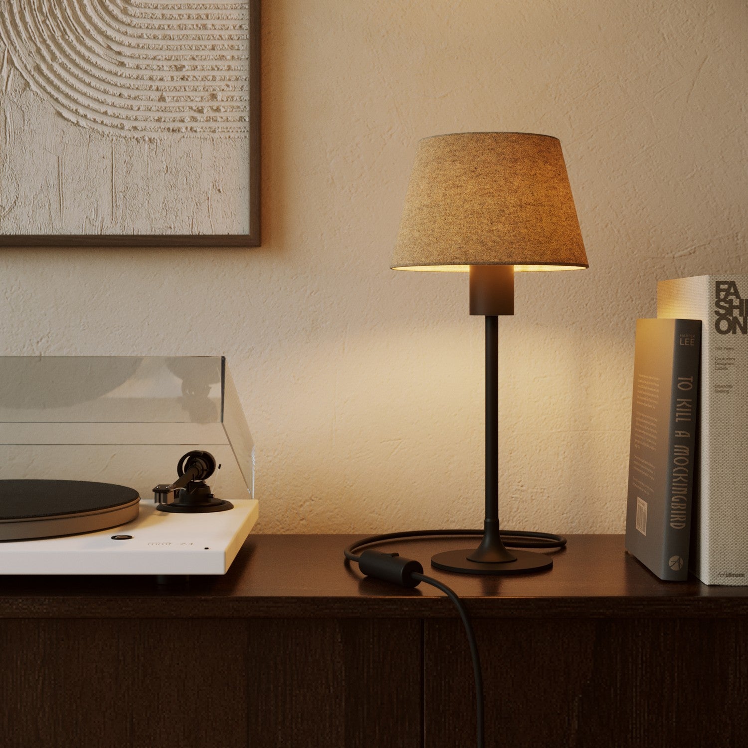 Paralume Impero S con attacco E27 per lampada da tavolo o applique - Made in Italy - Lana Beige