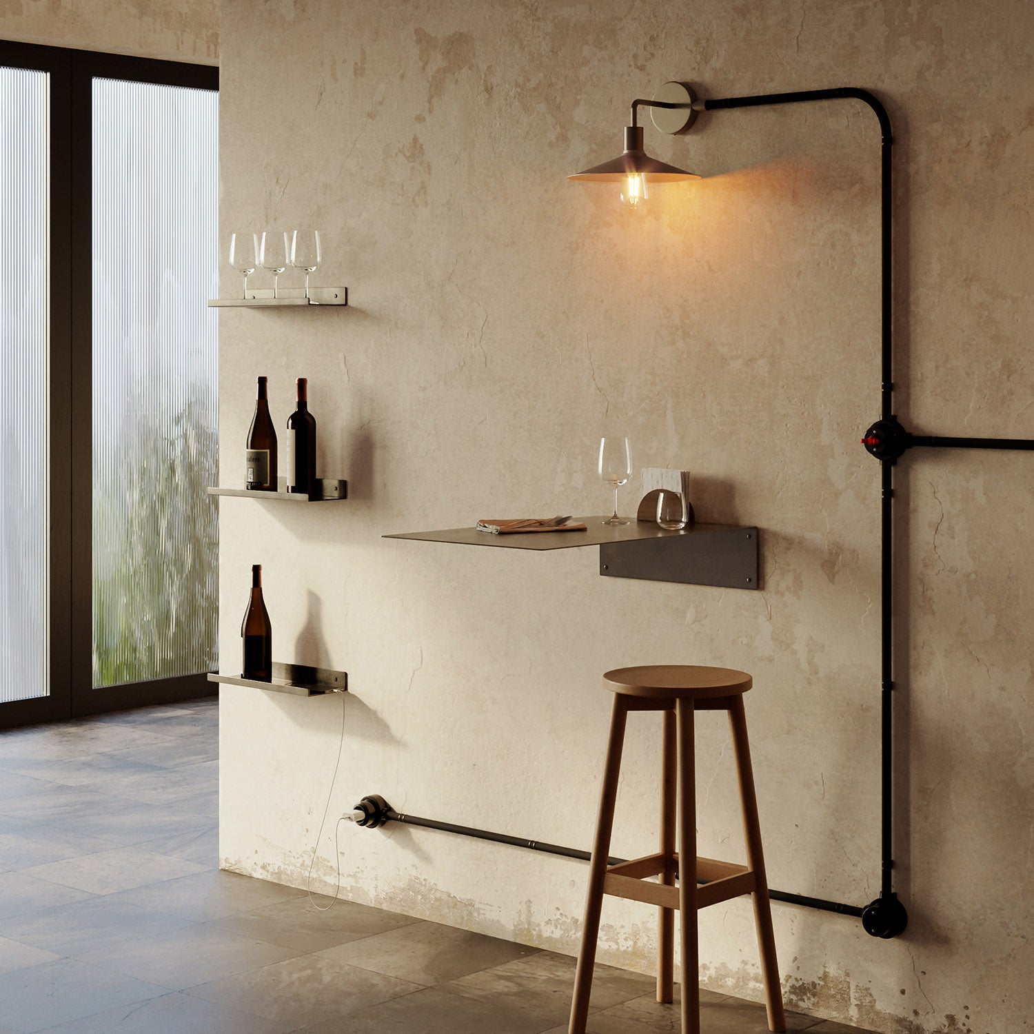 Kit interruttore/deviatore con dado a farfalla e base per Creative-Tubes in porcellana nera Nero 3