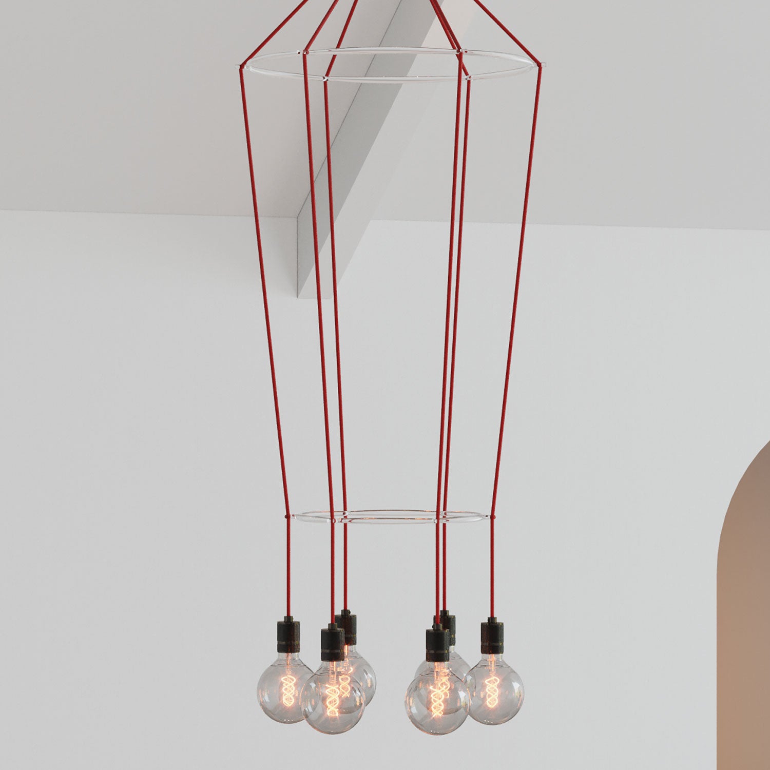 Lampadario 2 Cage a 6 cadute Globo - Canna di fucile