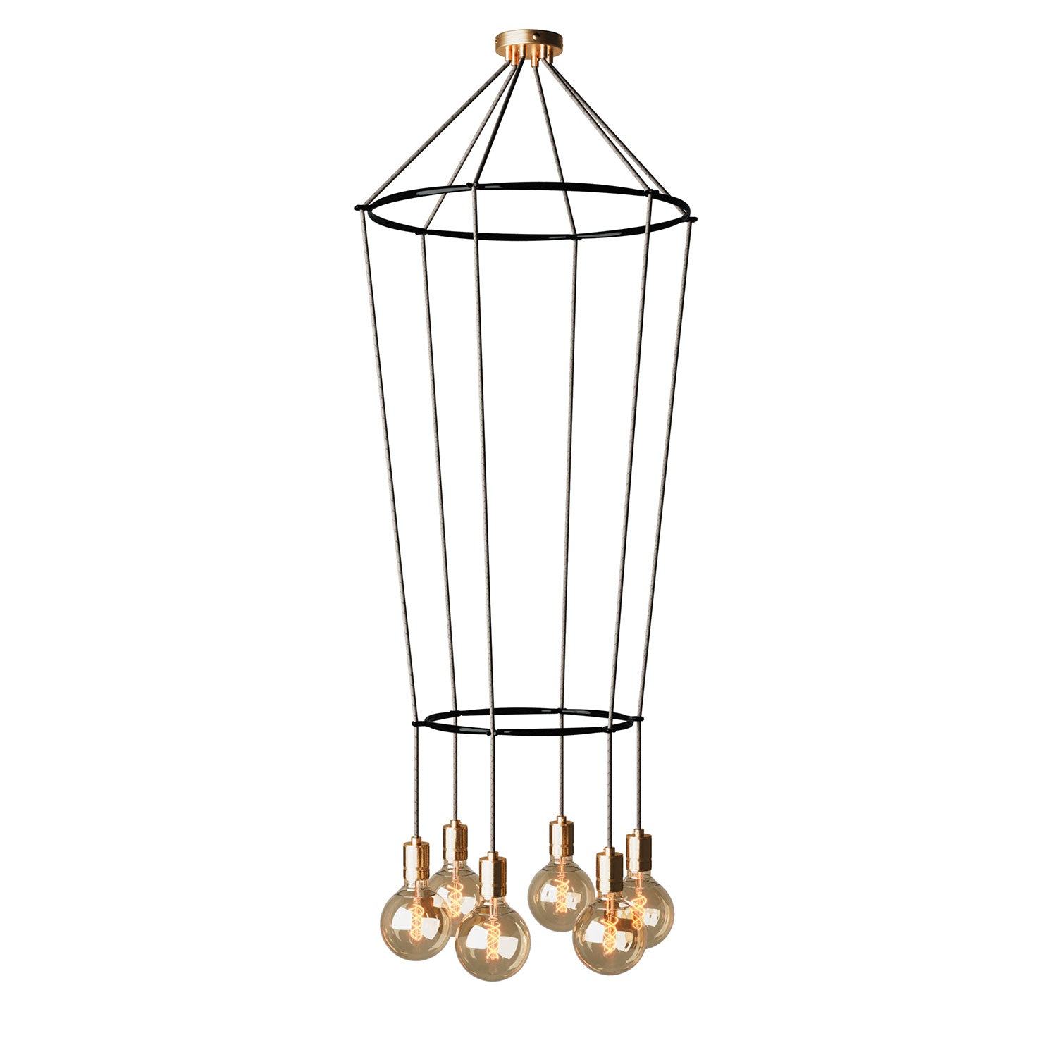 Lampadario 2 Cage a 6 cadute Globo - Ottone