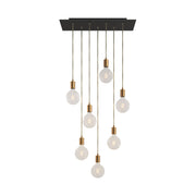 Lampada a sospensione a 7 cadute con XXL Rose-One rettangolare 675 mm con finiture in metallo - Nero opaco