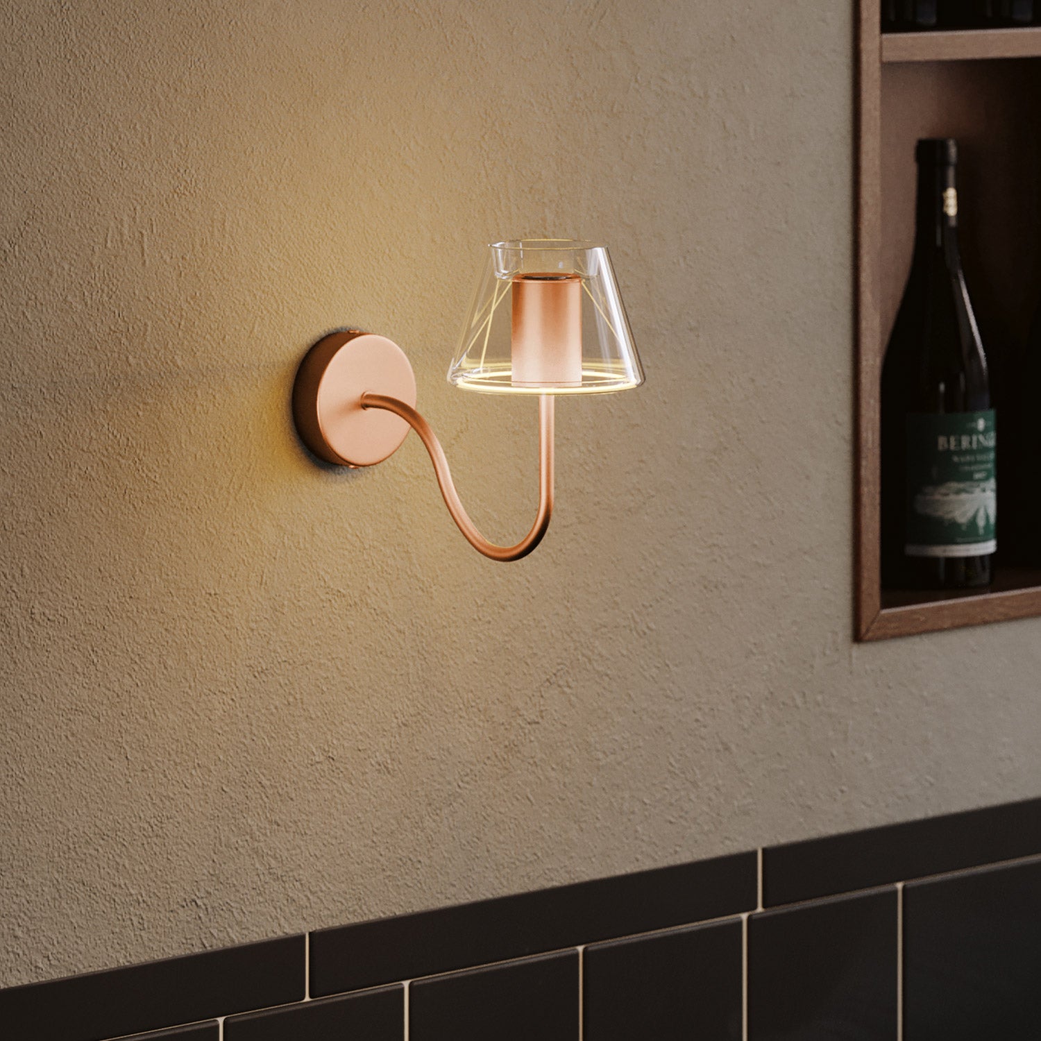 Tub de extensie curbat în formă de S pentru lampă, 16,5 cm, din metal - Cupru satinat