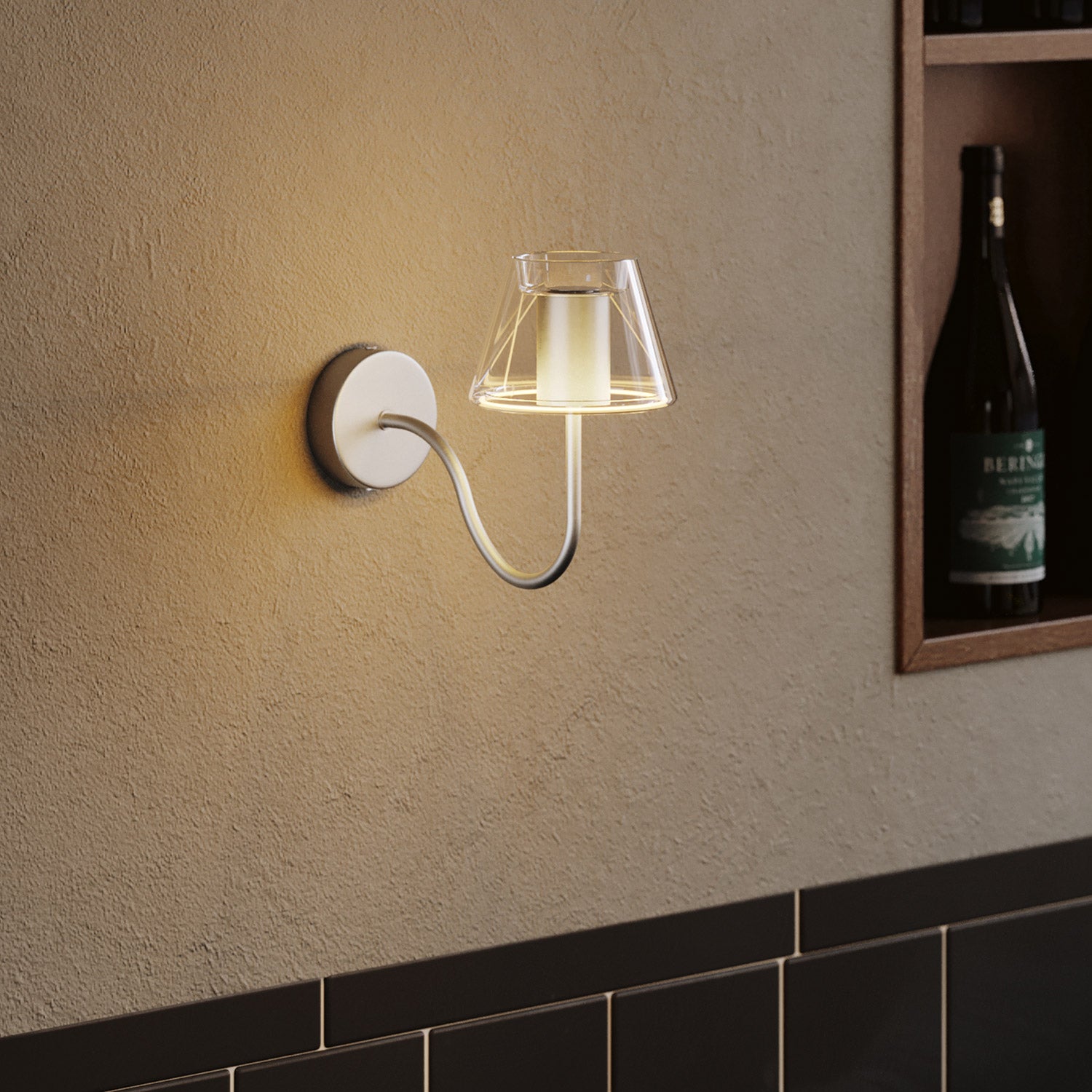 Tub curbat de extensie în formă de S pentru lampă, 16,5 cm, din metal - Titan satinat