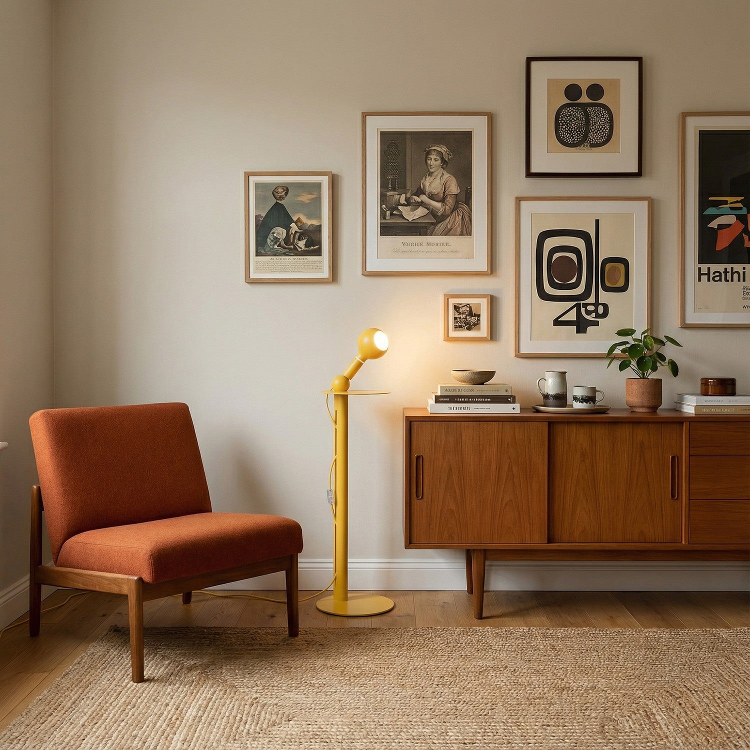 Rocco - Lampă de podea cu bec Camo - Galben