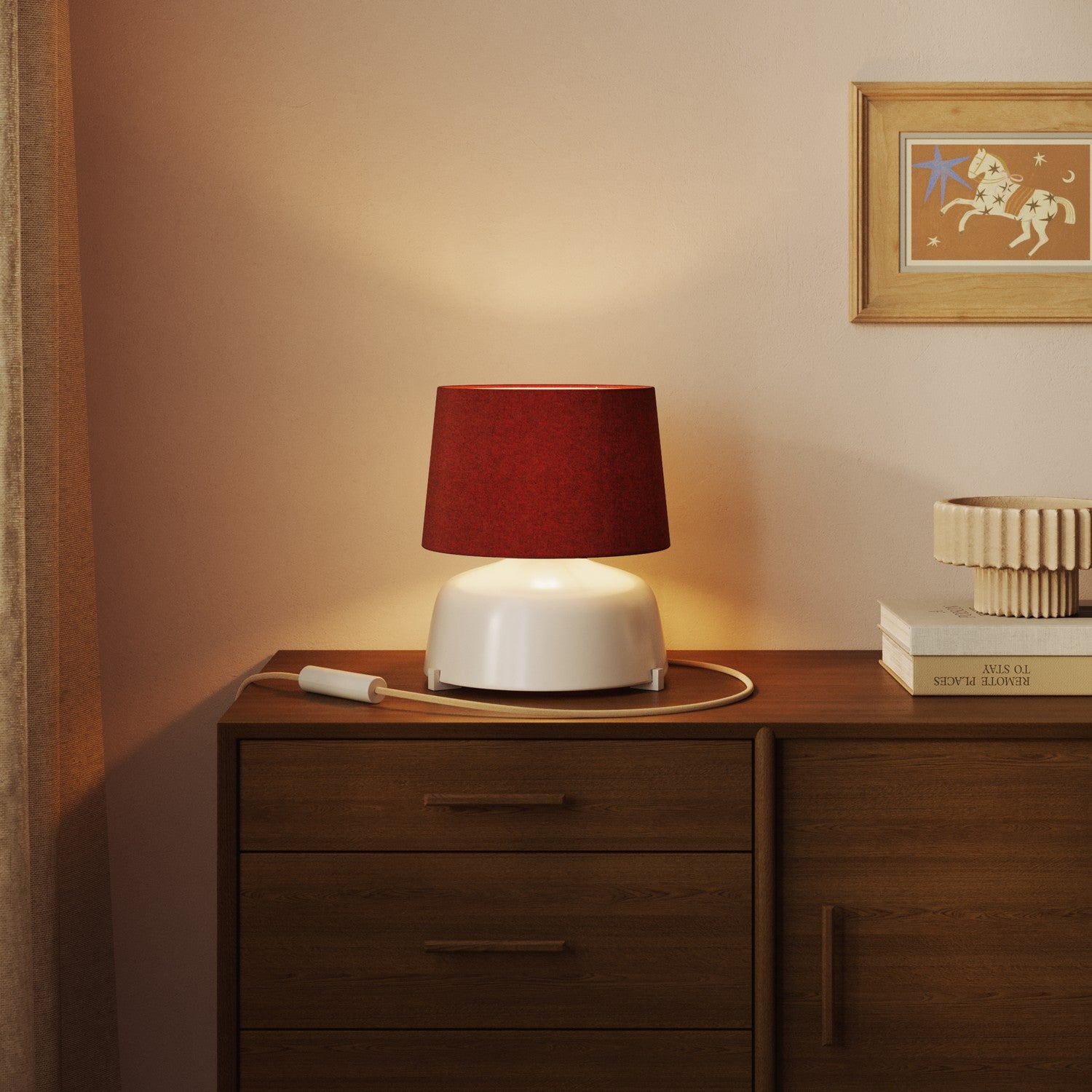 Paralume Athena con attacco E27 per lampada da tavolo - Made in Italy - Lana aragosta