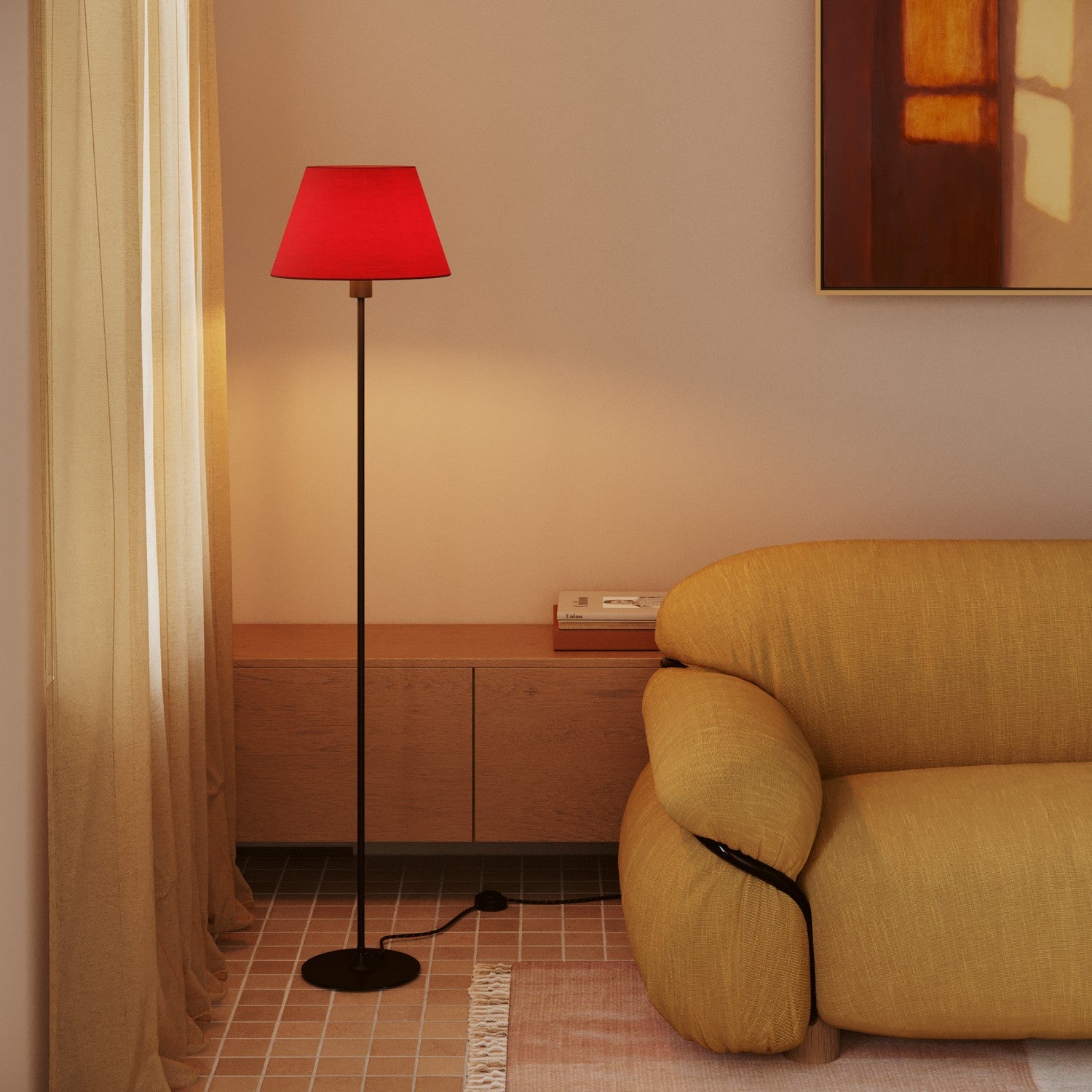 Paralume Impero M in tessuto per lampada da terra con attacco E27 - Made in Italy - Teletta Rosso