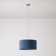 Lampada a sospensione con paralume in tessuto Cilindro Medium - Made in Italy - Lana Blu No