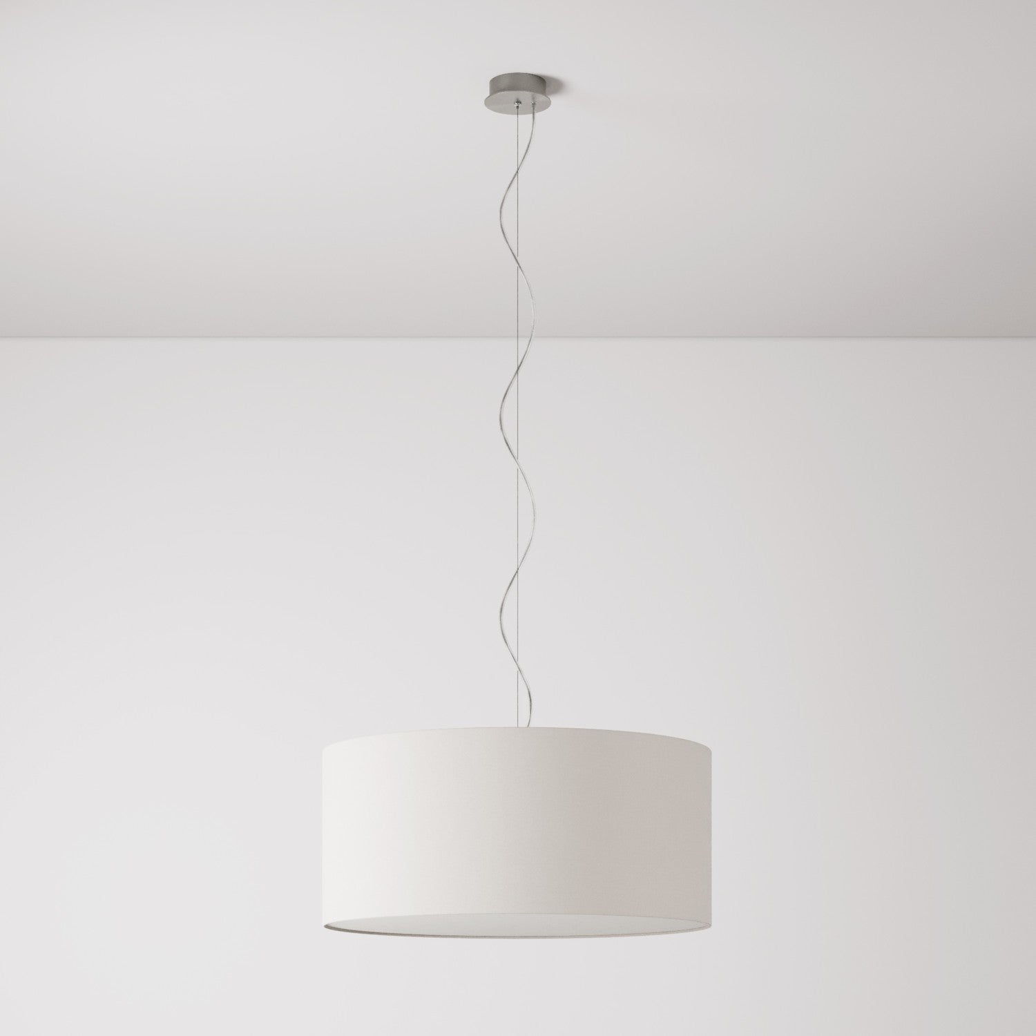 Lampada a sospensione con paralume in tessuto Cilindro Large - Made in Italy - Arenal Sabbia Si