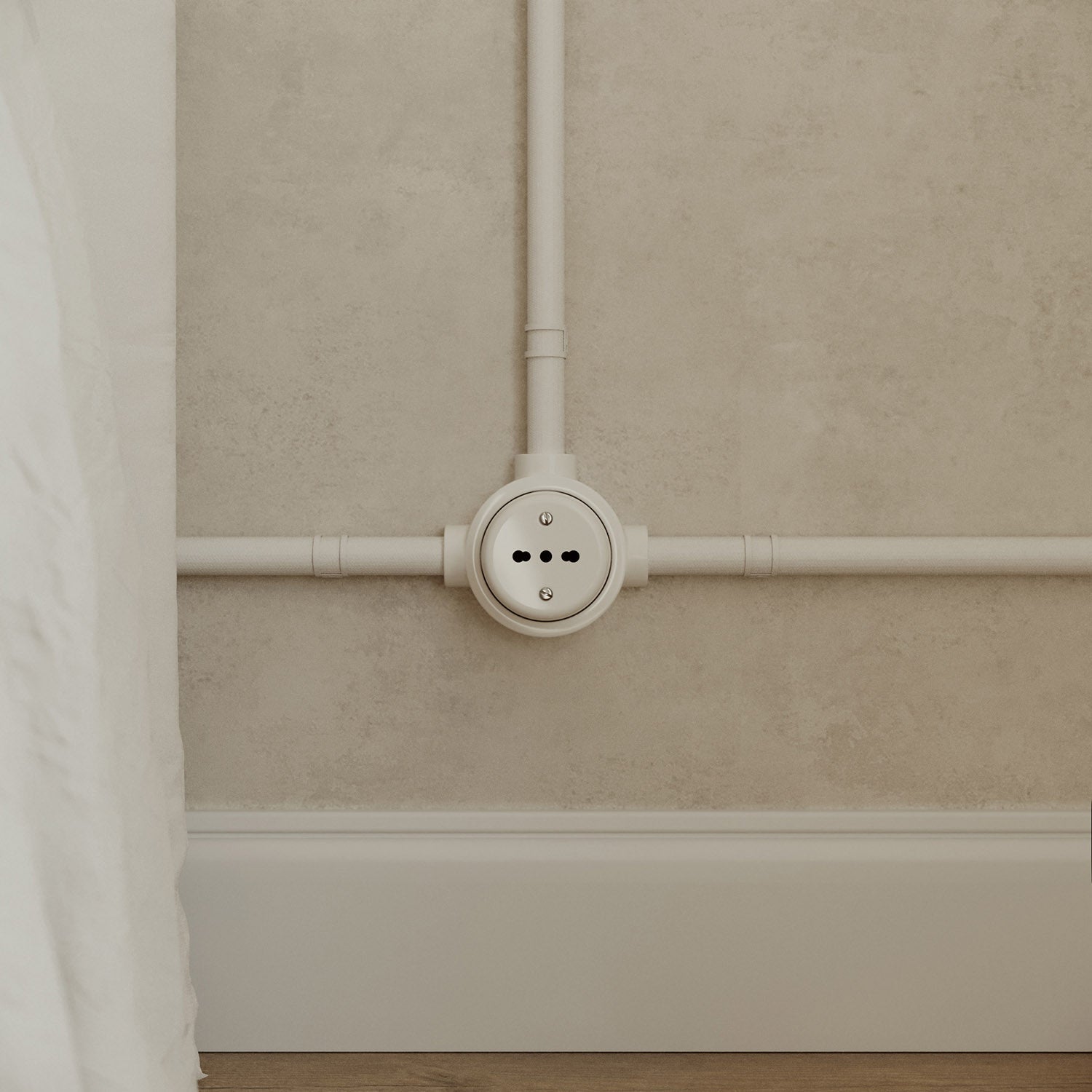 Base in porcellana bianca per presa elettrica e interruttore/deviatore compatibile con Creative-Tubes - da 1 a 4 uscite 3