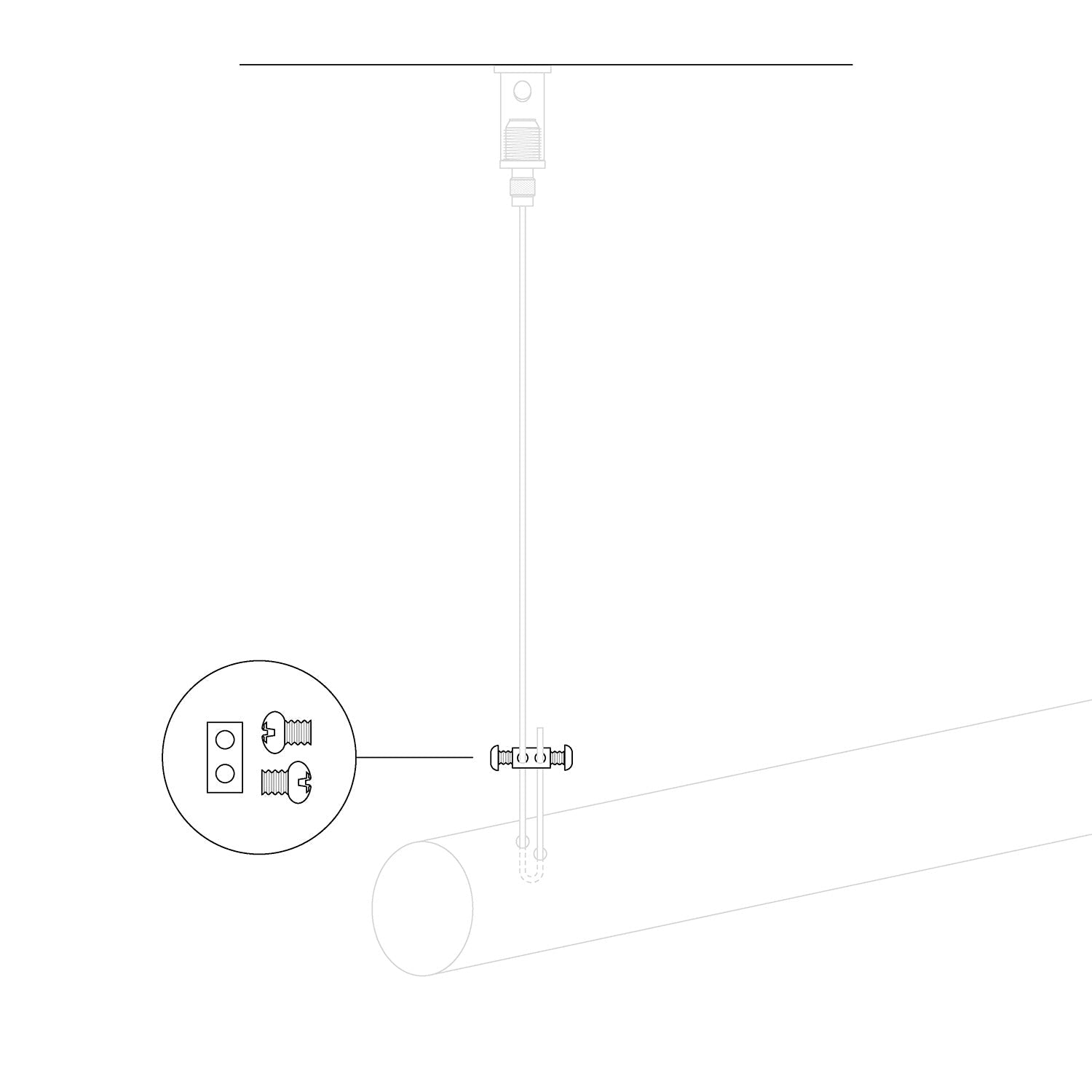 Blocco cavi in metallo per sospensioni con cavo in acciaio - Sistema di ancoraggio diretto per paralumi