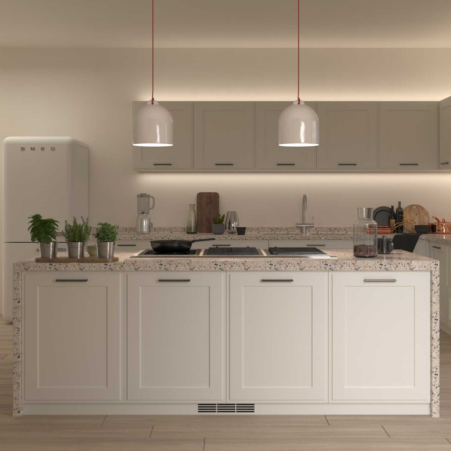 Campana, paralume M in ceramica per sospensione - Made in Italy - Bianco lucido