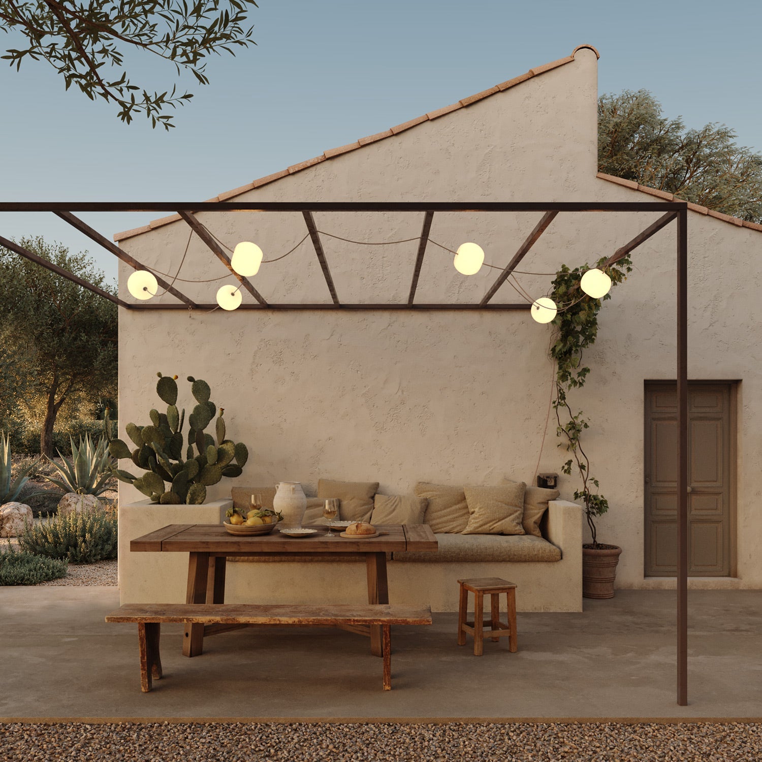 Catena luminosa 6 punti luce da esterno IP67 Desert Brown - Marina6 Cherry 140 cm