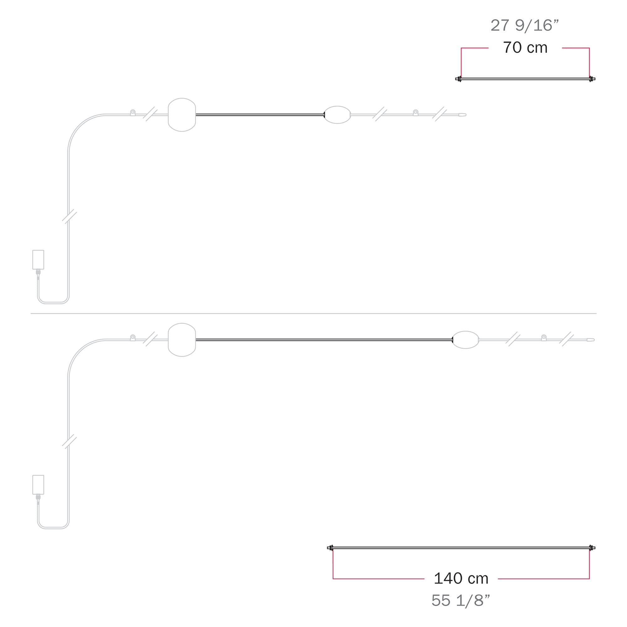 Cavo di connessione tra paralumi 70/140 cm (27 9/16" / 55 1/8") - Marina - Bianco sabbia 70 cm (27 9 16")