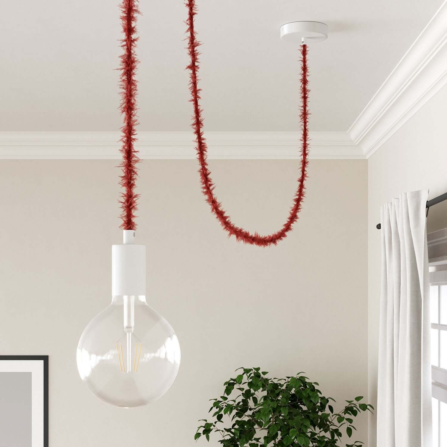 Cavo elettrico tessile color Rosso Fuoco Marlene - L'Originale Creative Cables, per le tue lampade di design - TP09