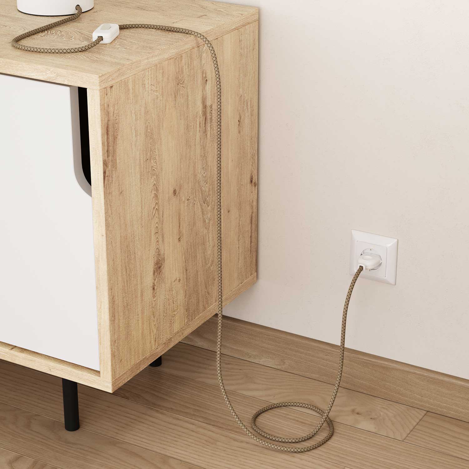 Cavo elettrico tessile Corteccia e Beige Losanga - L'Originale Creative Cables, la scelta migliore per le tue lampade - RD63