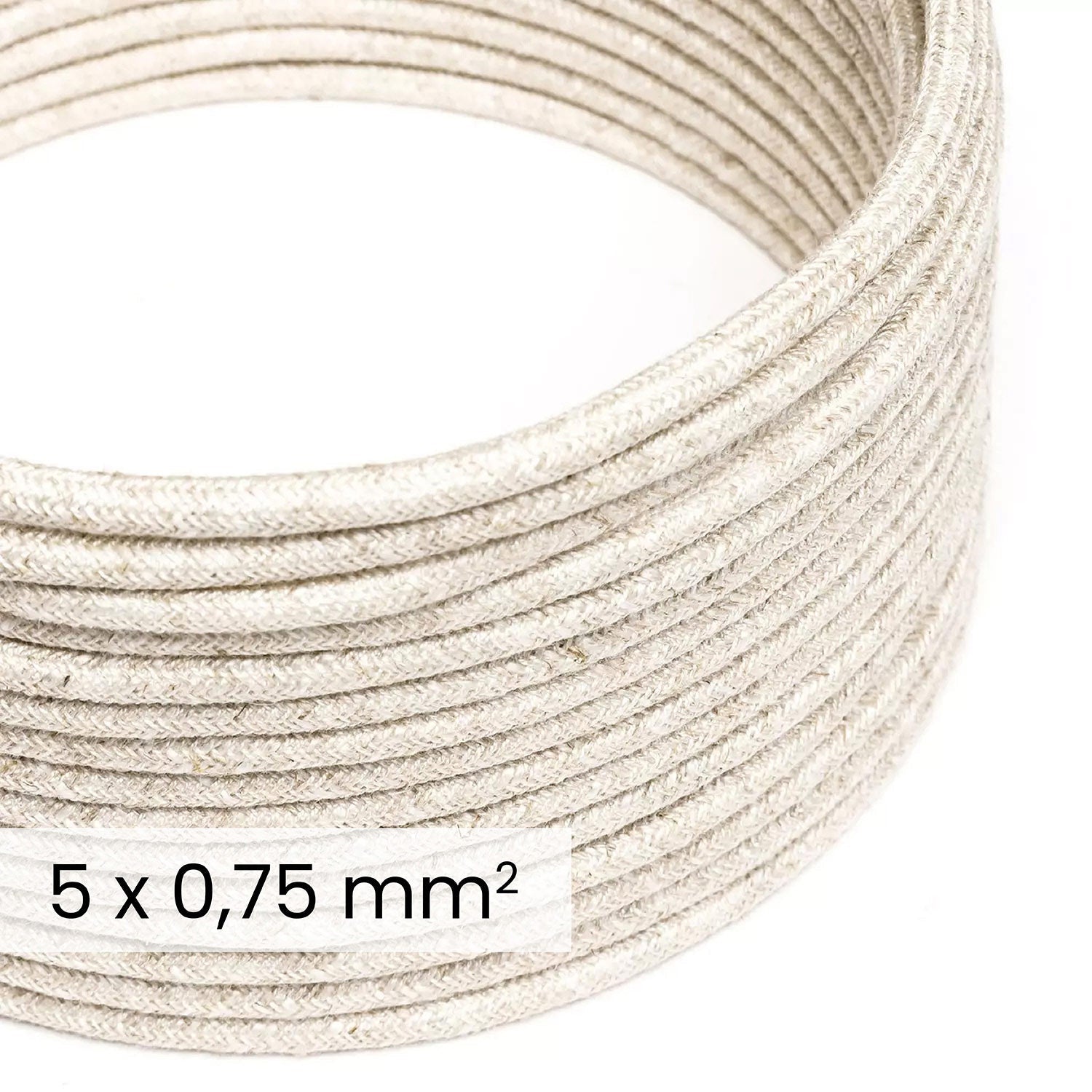 Cavo elettrico tessile DALI 5x0.75 mm² lino naturale bianco - Filo per illuminazione di design RN01