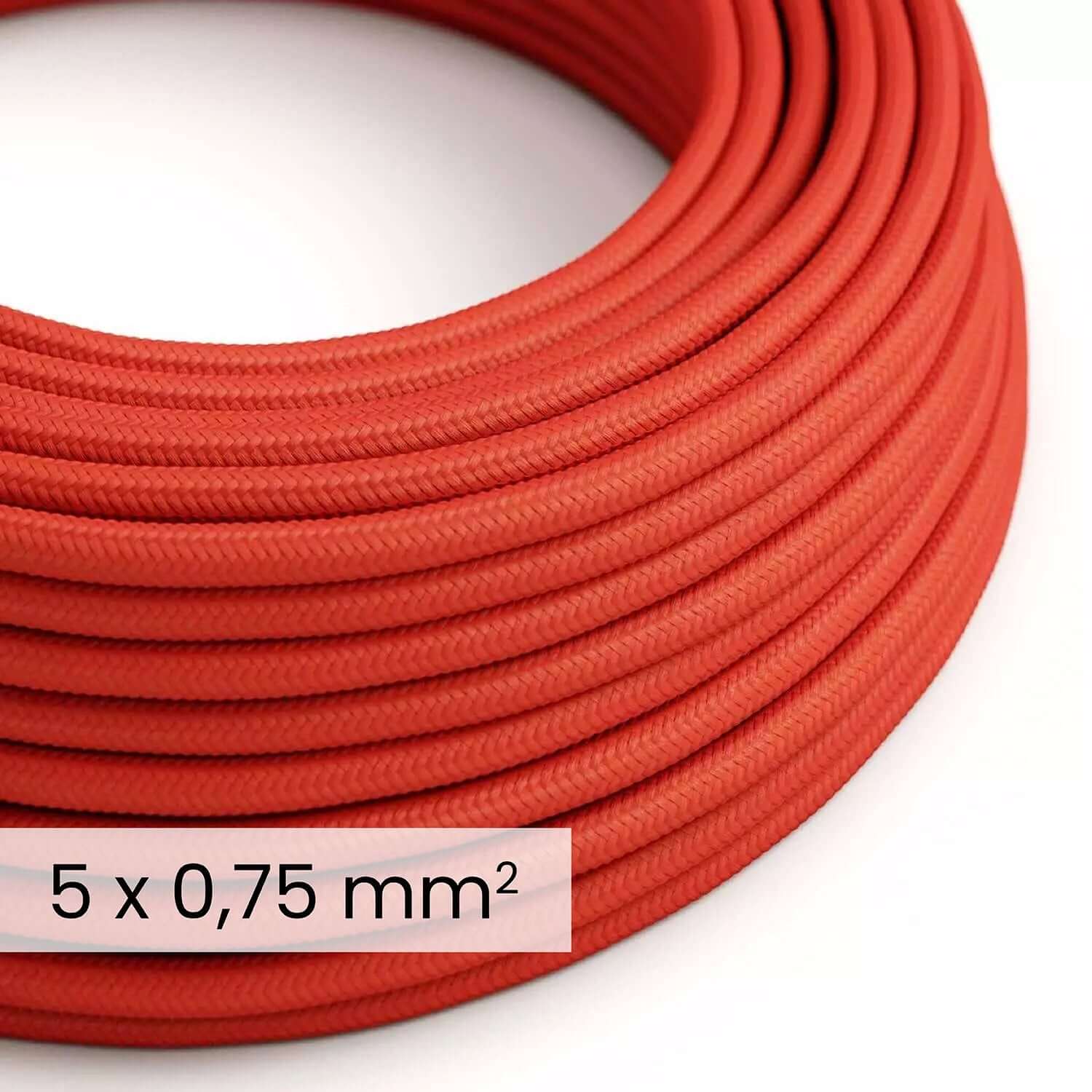 Cavo elettrico tessile DALI 5x0.75 mm² rosso fuoco - Cavo flessibile per illuminazione e domotica RM09