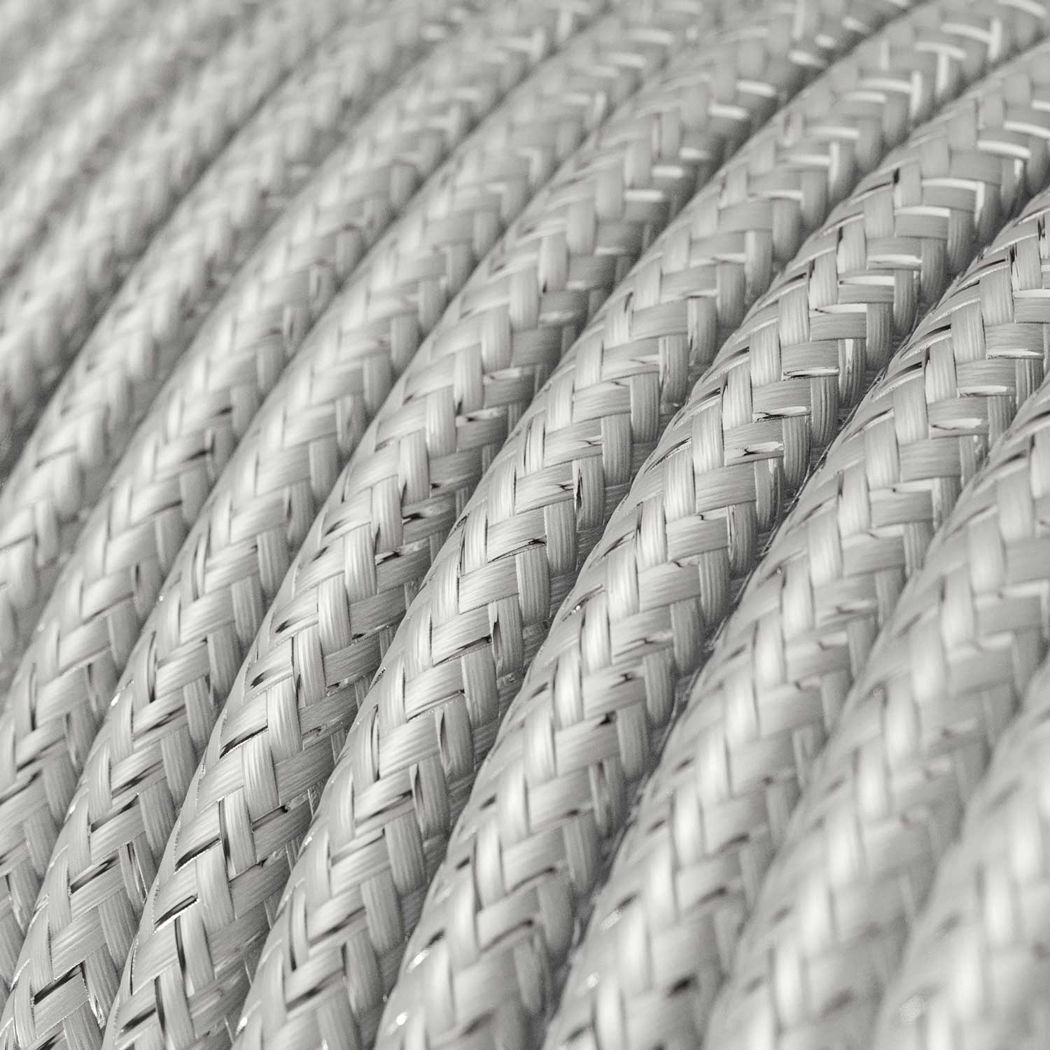 Cavo tessile colorato Argento lucido e glitterato - L'Originale Creative Cables, per lampade e impianti a vista di design - RL02