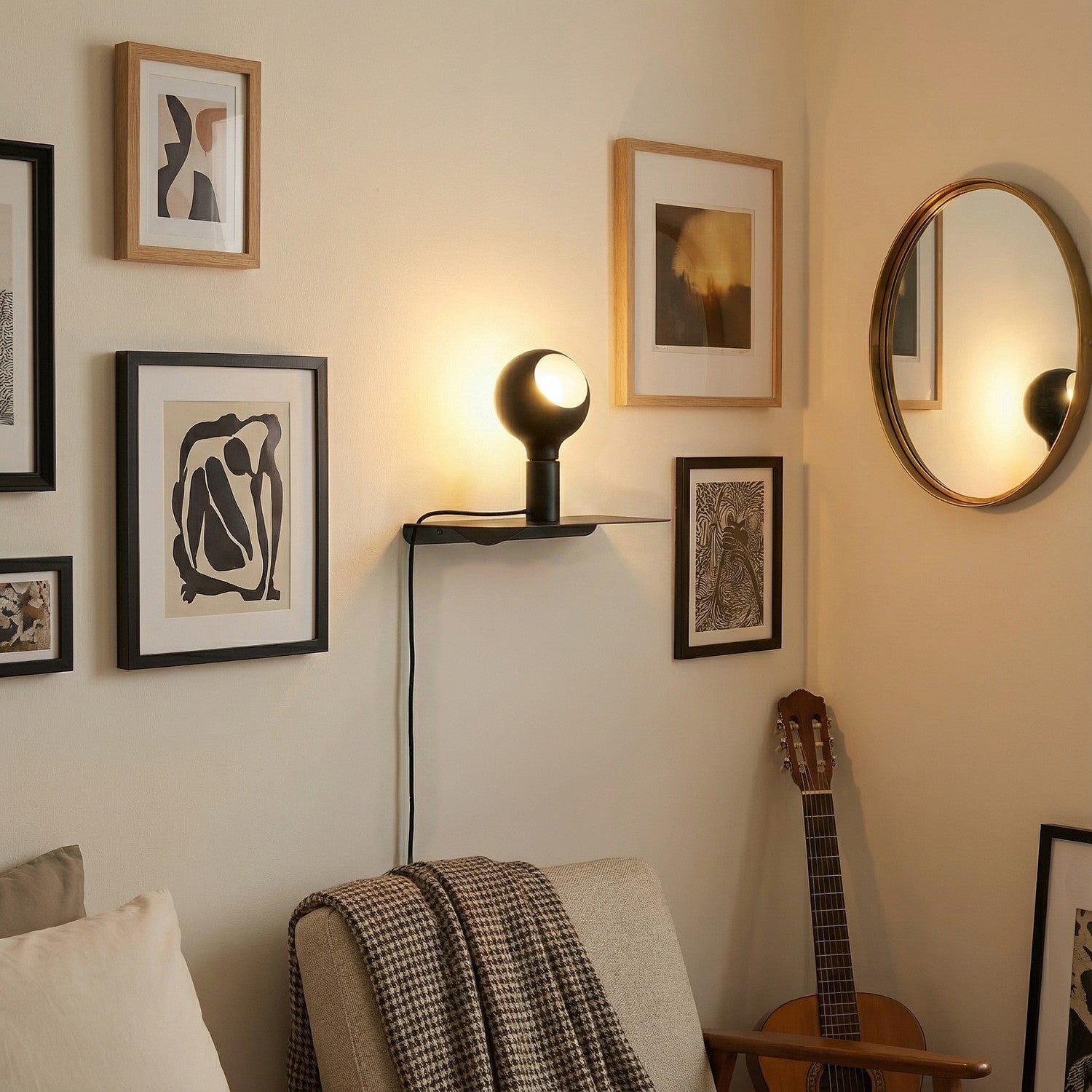 Combo Camo - Lampada con mensola - Nero