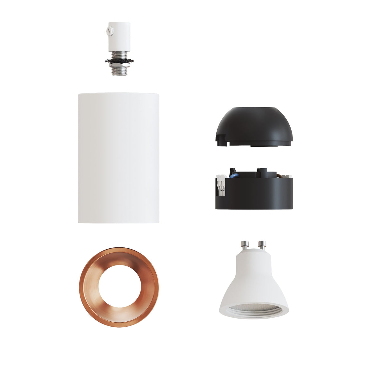 Faretto GU10 Spotlight LED Bispot - Bianco opaco / Rame satinato