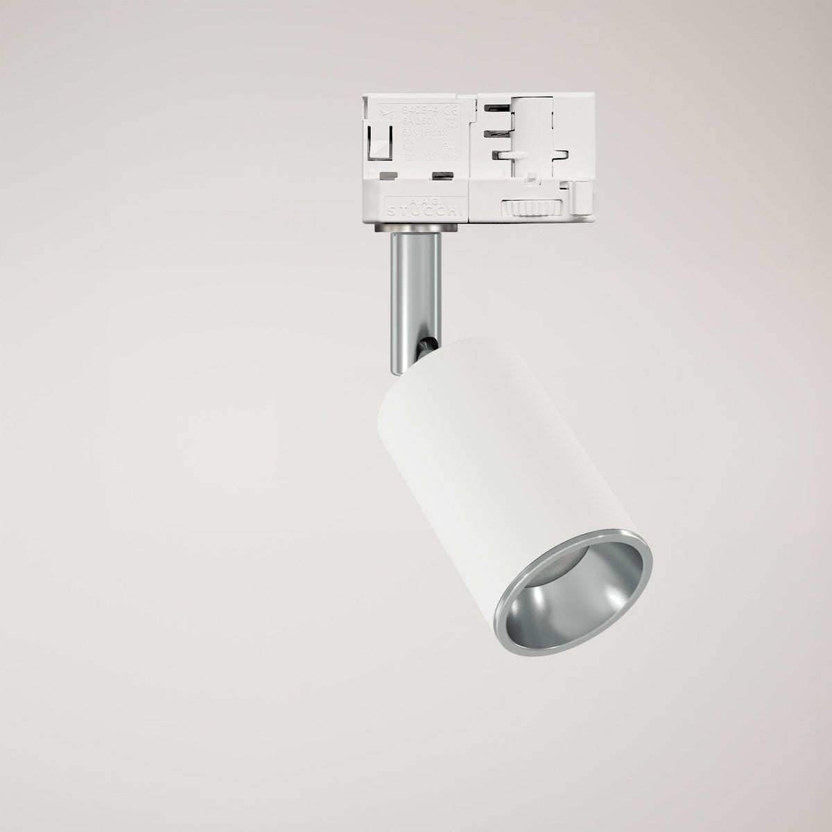 Faretto orientabile Bispot per sistema a binario - Bianco opaco / Cromo Si Stucchi