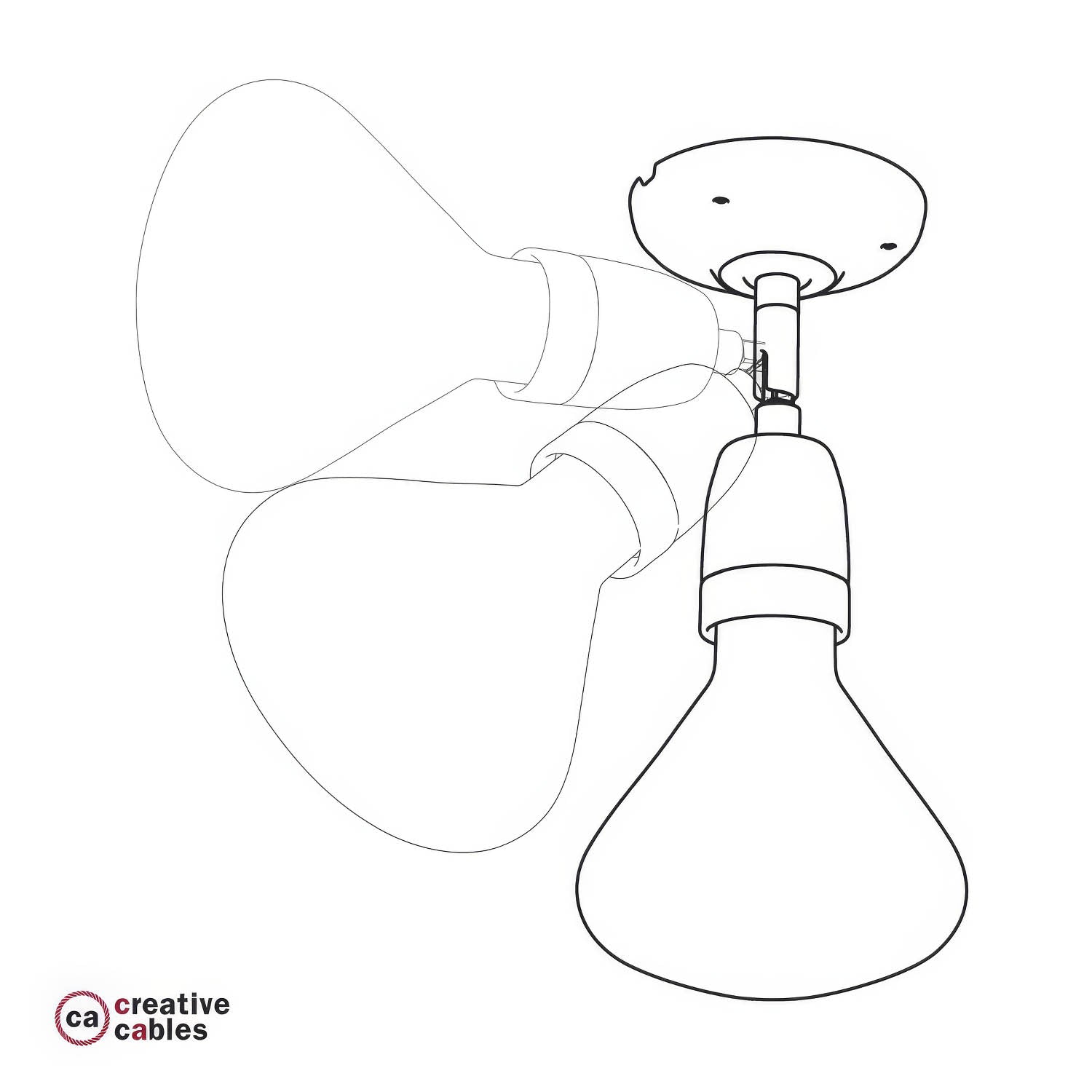 Fermaluce 90° Color, il punto luce orientabile in porcellana da parete o soffitto - Nero