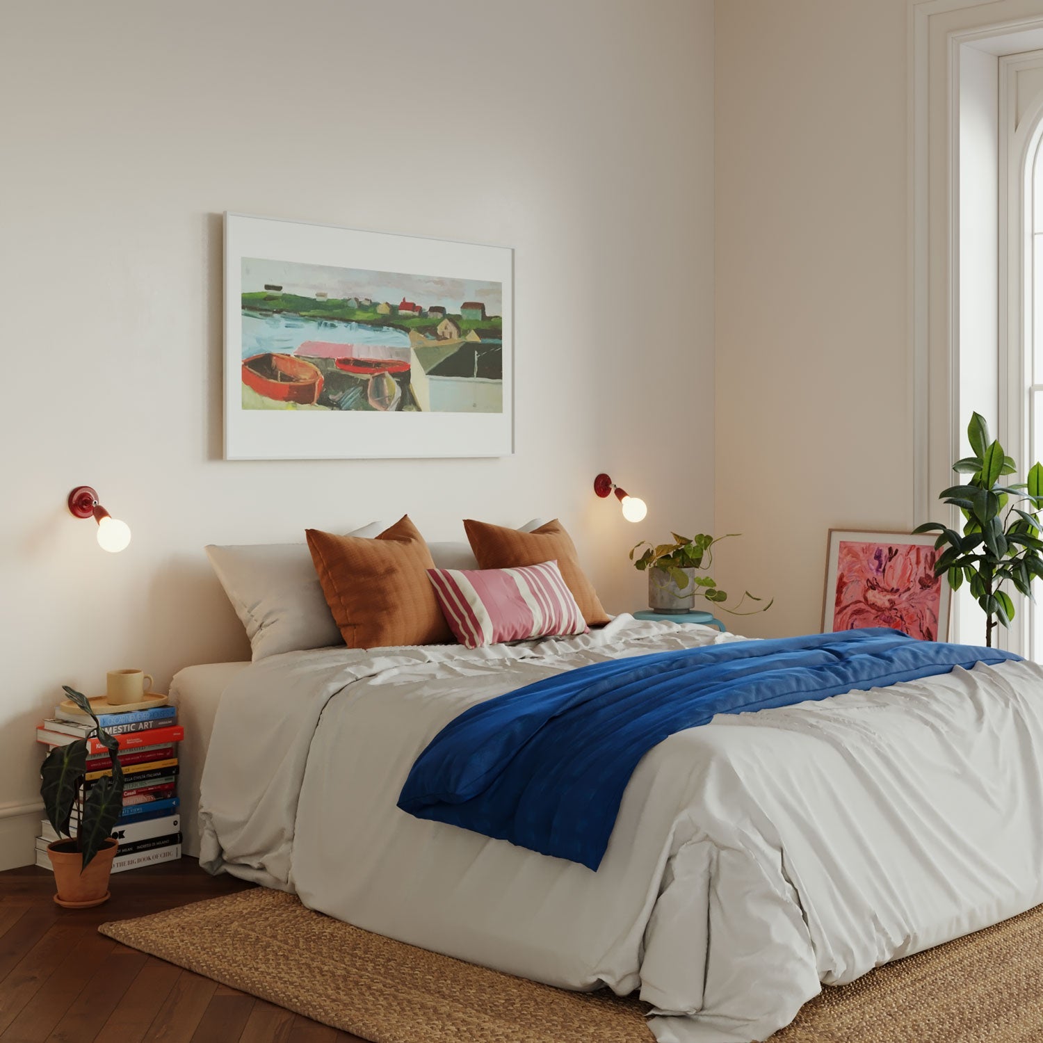 Fermaluce 90° Color, il punto luce orientabile in porcellana da parete o soffitto - Rosso