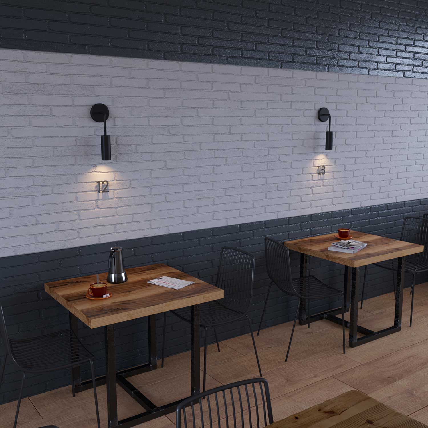 Fermaluce Metal, lampada a muro in metallo con estensione curva e paralume Tub-E14 - Nero