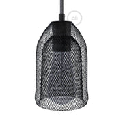 Gabbia paralume GhostBell in metallo con kit portalampada E27 - Nero