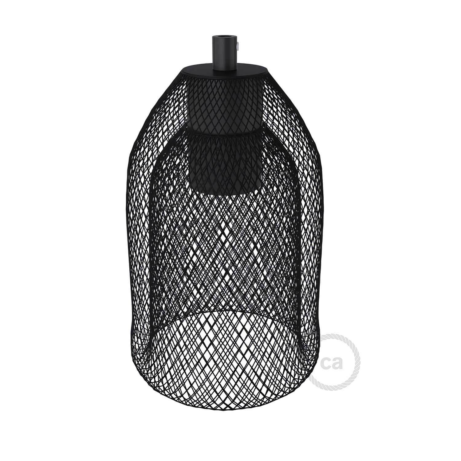 Gabbia paralume GhostBell in metallo con kit portalampada E27 - Nero