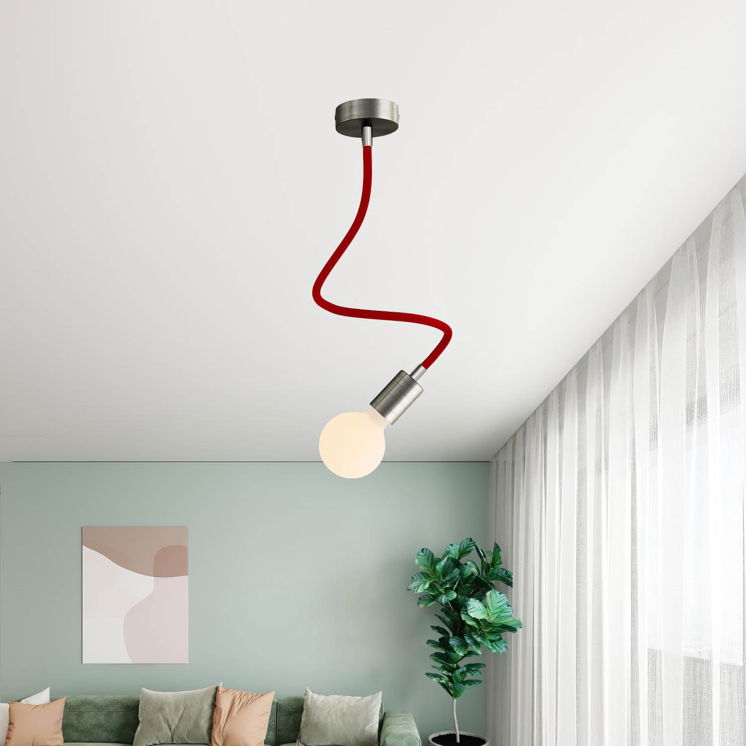 Kit Creative Flex tubo flessibile di estensione rivestito in tessuto RM09 Rosso con terminali metallici Titanio satinato 60 cm