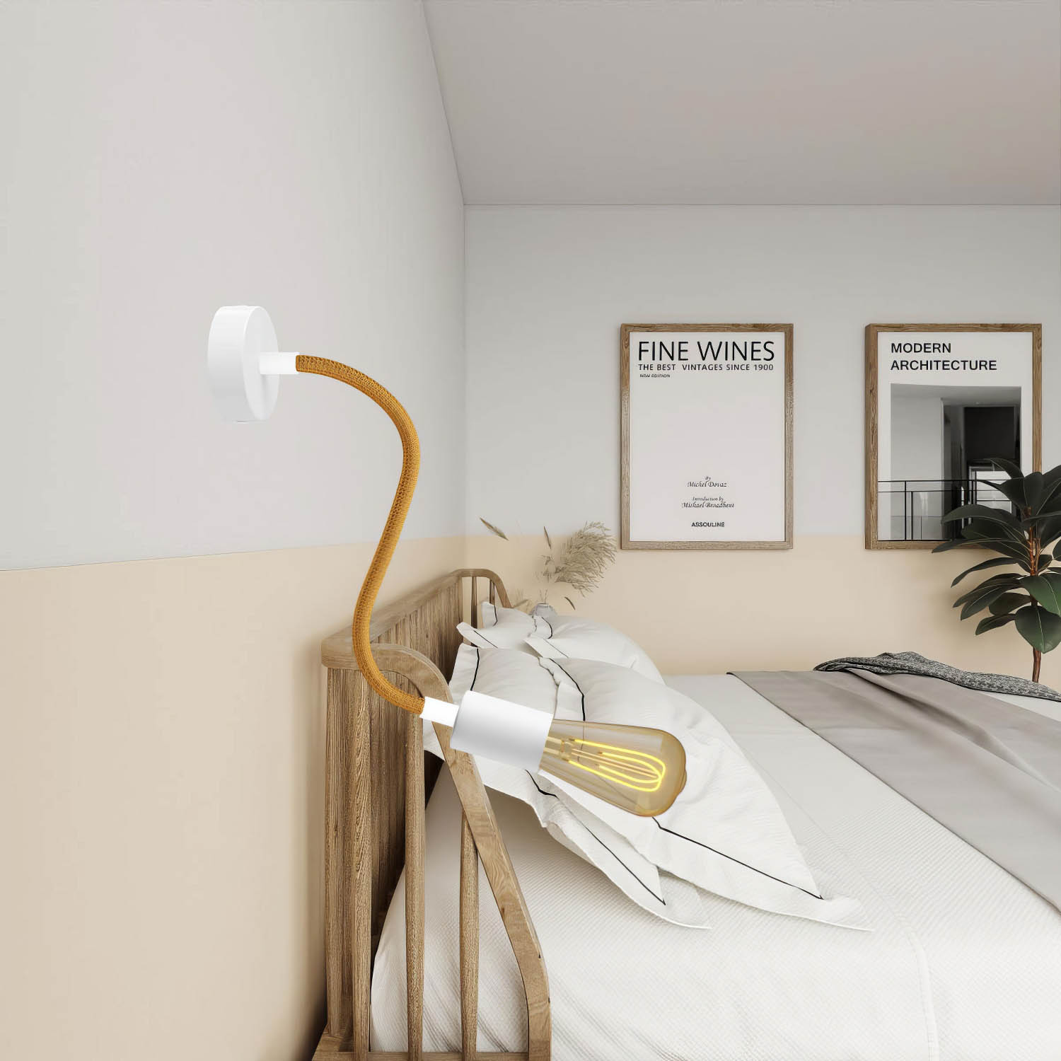 Kit Creative Flex tubo flessibile di estensione rivestito in tessuto RM73 Bronzo con terminali metallici Bianco opaco 30 cm