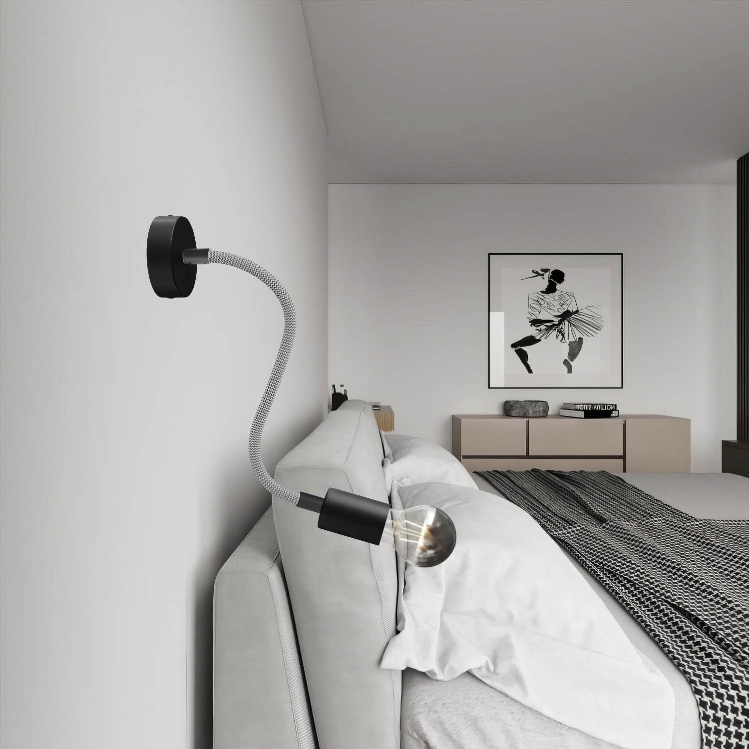 Kit Creative Flex tubo flessibile di estensione rivestito in tessuto RM75 Titanio con terminali metallici Nero 30 cm