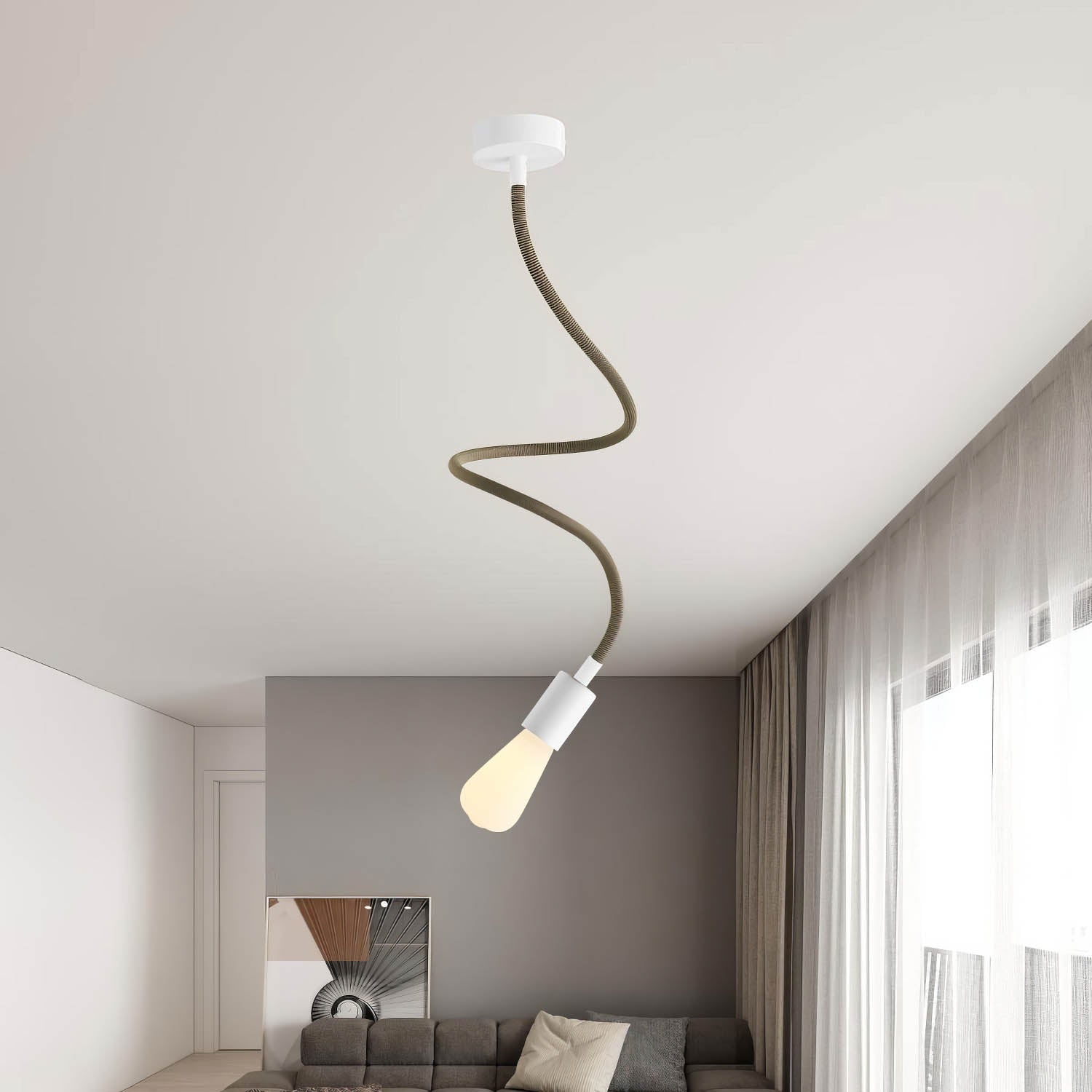 Kit Creative Flex tubo flessibile di estensione rivestito in tessuto RZ24 Nero e Oro con terminali metallici Bianco opaco 90 cm