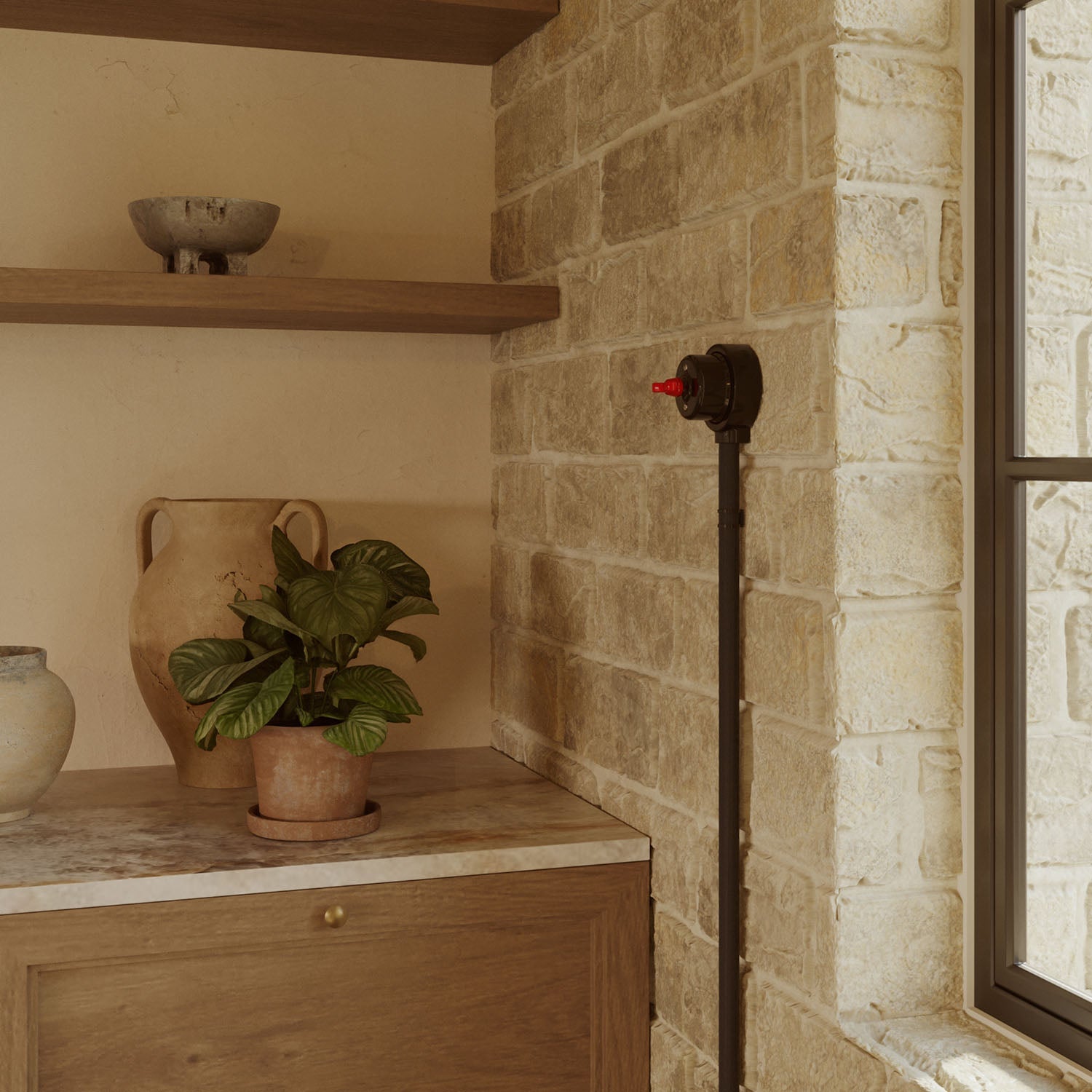 Kit interruttore/deviatore con dado a farfalla e base per Creative-Tubes in porcellana nera Rosso 1