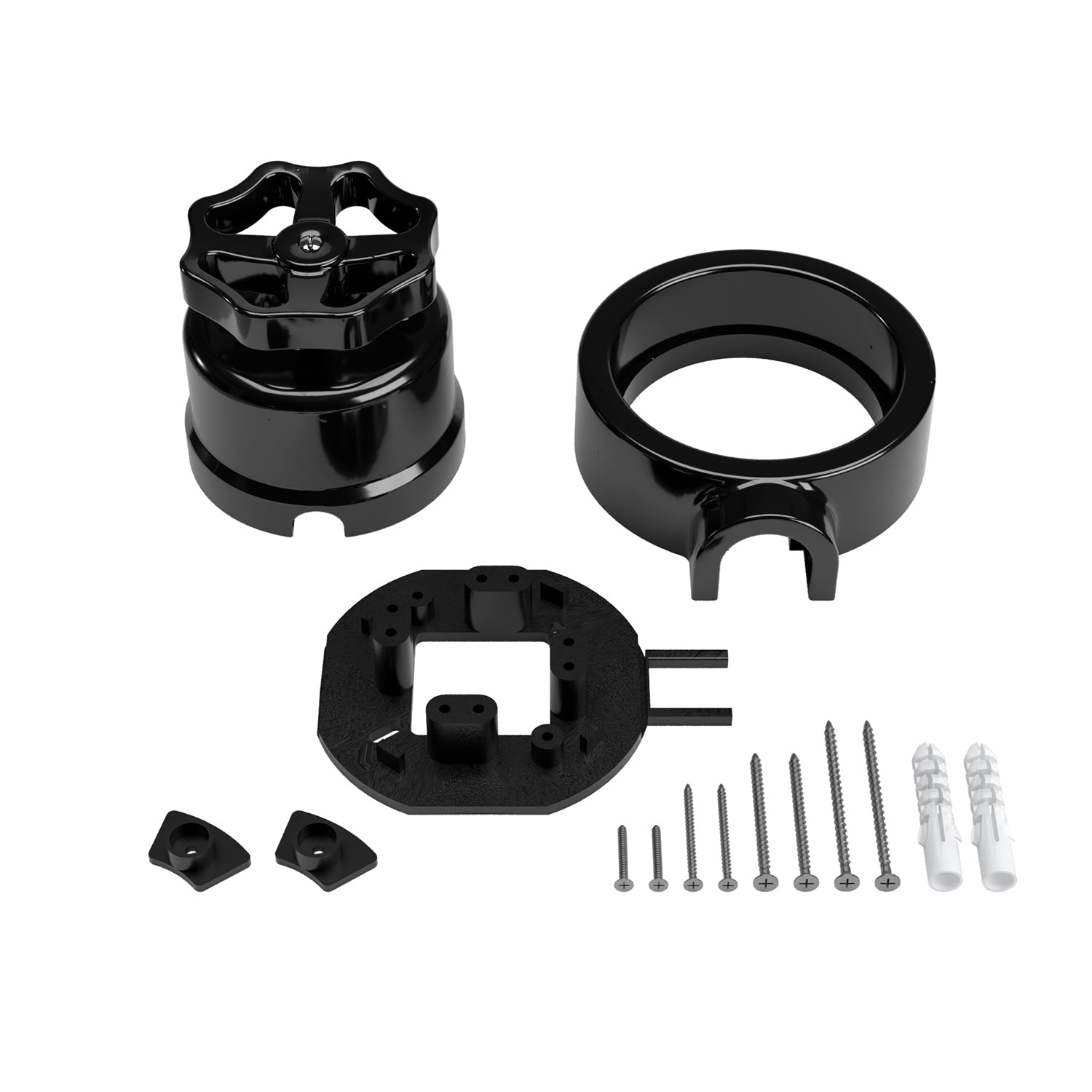 Kit interruttore/deviatore con manopola e base per Creative-Tubes in porcellana nera Nero 1