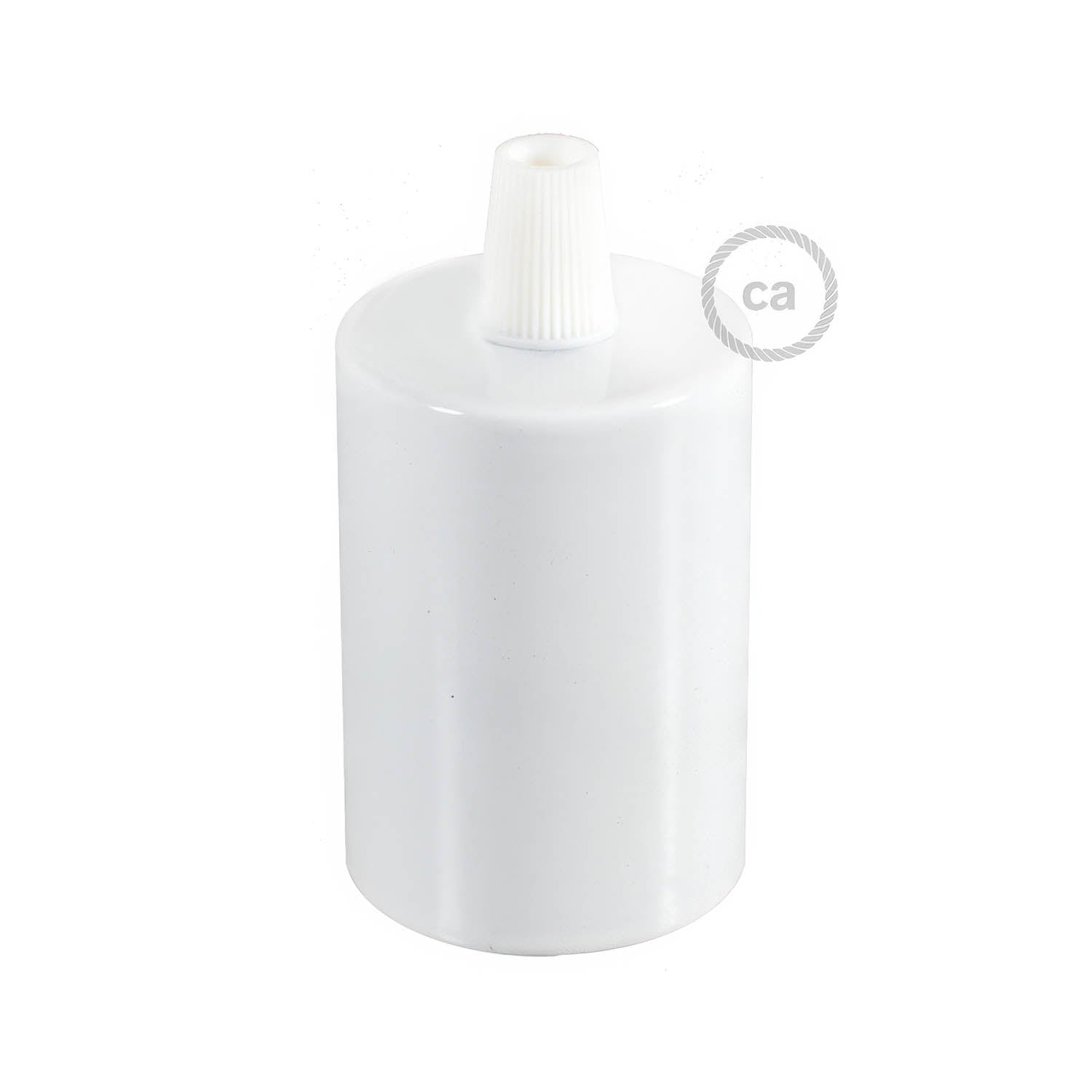 Kit portalampada E27 cilindrico in metallo - Bianco lucido Conico