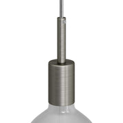 Kit portalampada E27 cilindrico in metallo con serracavo da 7 cm - Titanio satinato