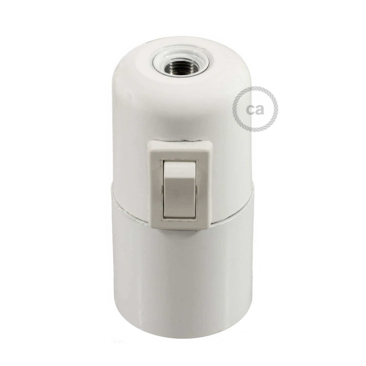 Kit portalampada E27 in bakelite con interruttore - Bianco