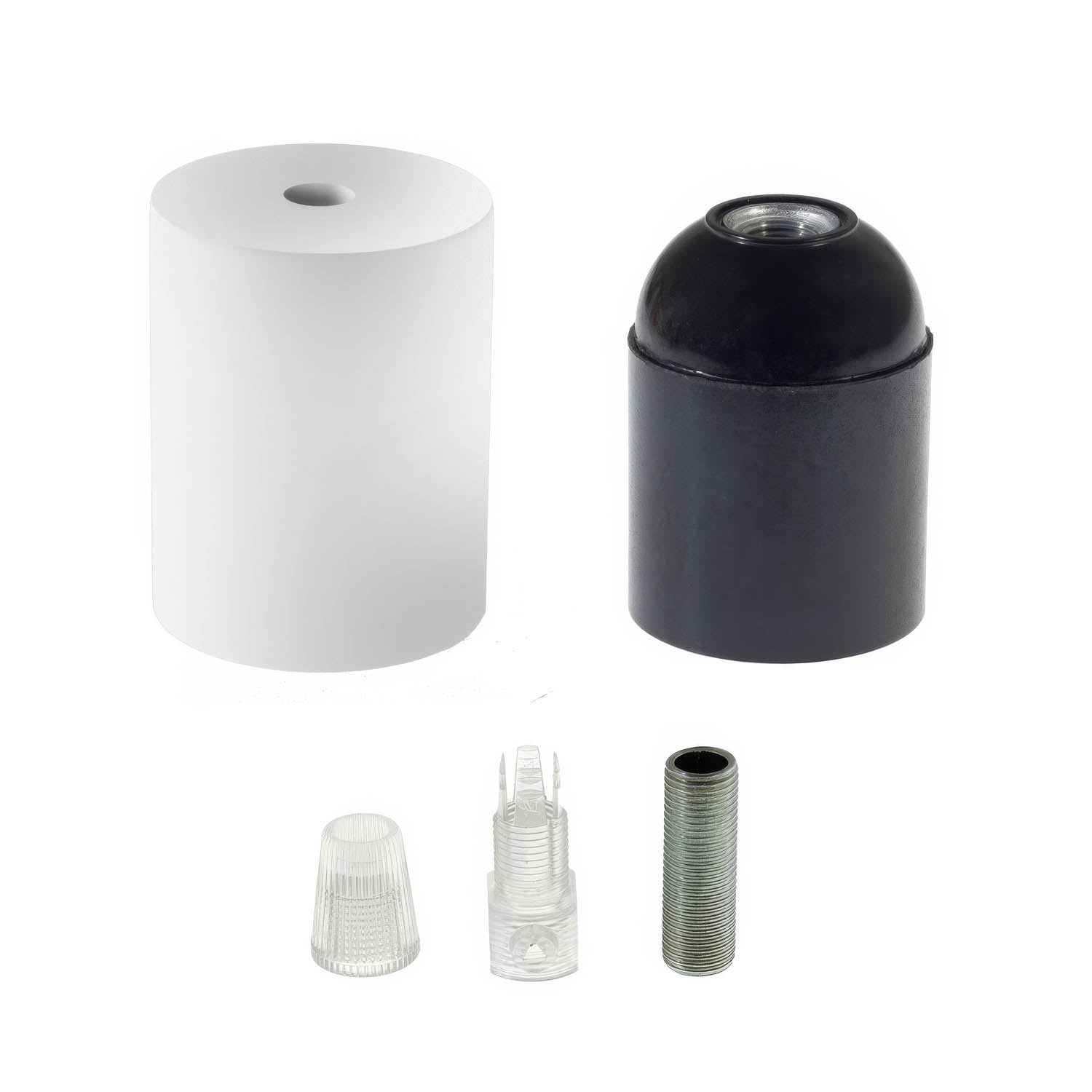 Kit portalampada E27 in legno - Bianco