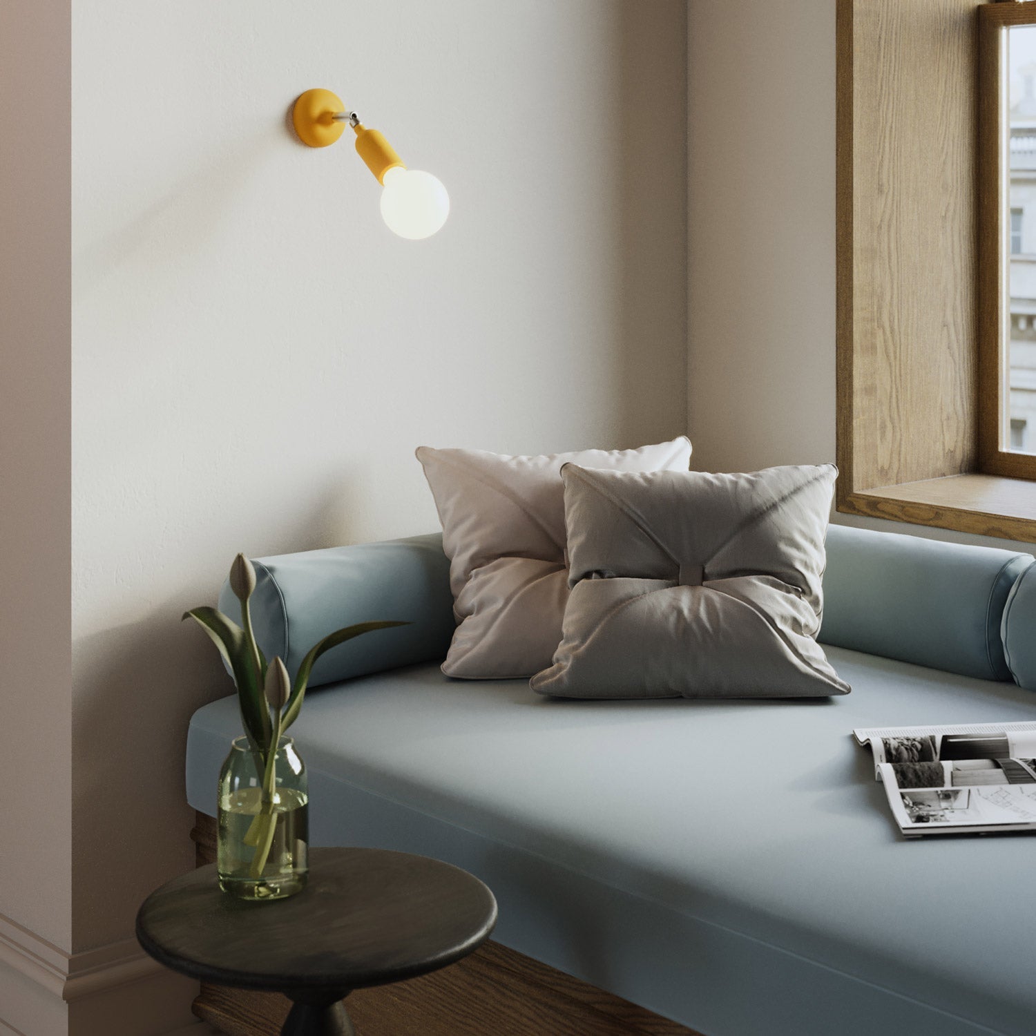 Kit portalampada E27 in silicone con interruttore e serracavo nascosti - Giallo