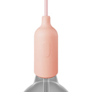 Kit portalampada E27 in silicone con interruttore e serracavo nascosti - Salmone