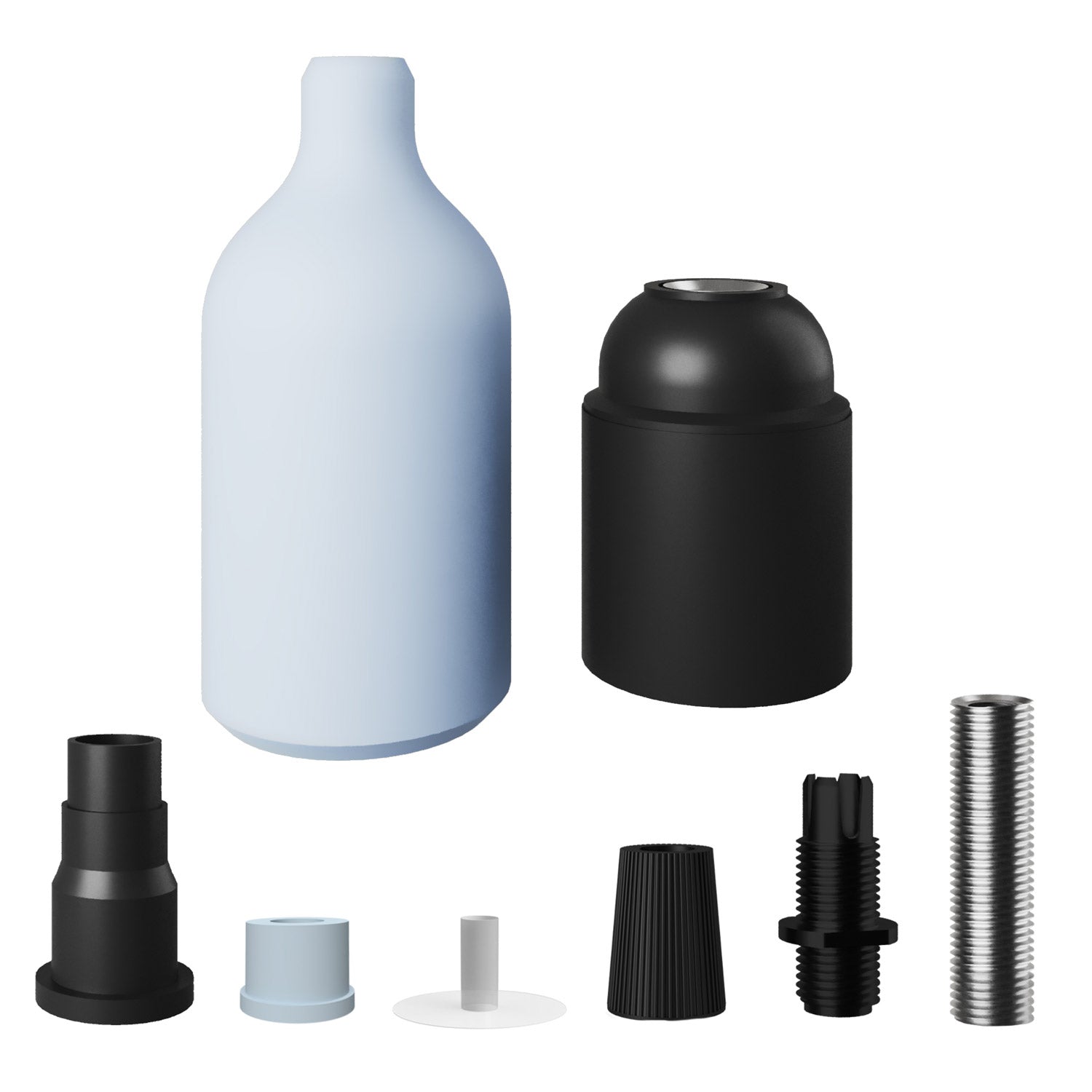 Kit portalampada E27 in silicone con serracavo nascosto - Blu carta da zucchero