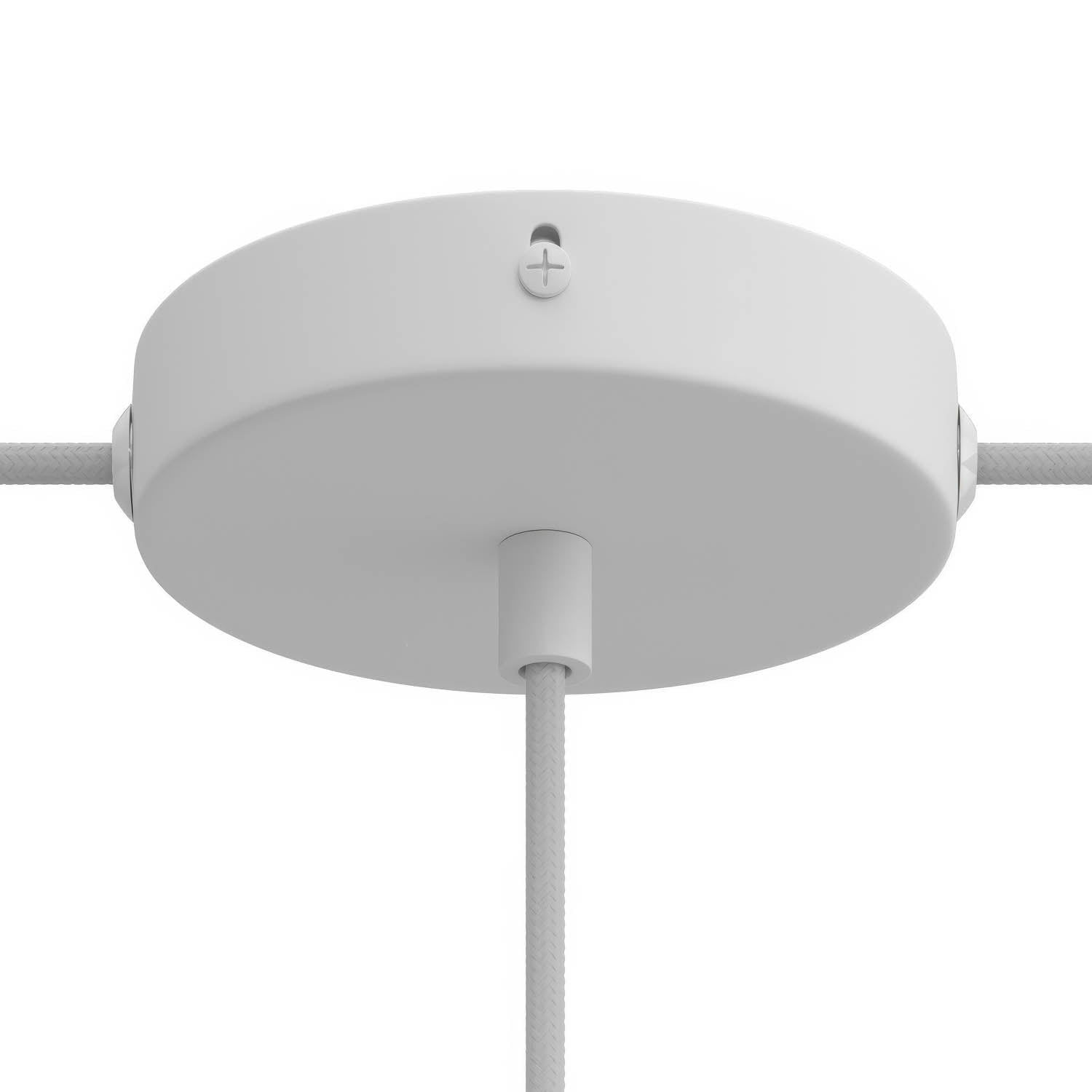 Kit rosone cilindrico in metallo a 1 foro centrale e 2 fori laterali - Bianco opaco Cilindrico