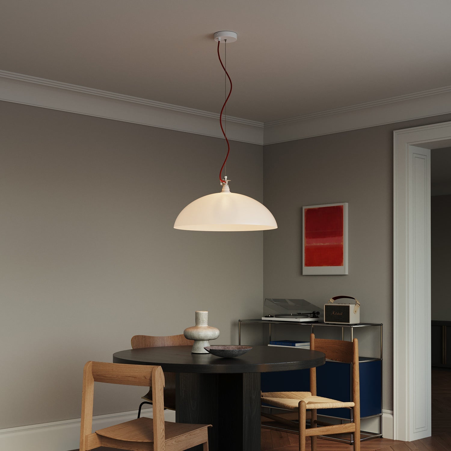 Kit Rosone Ø 120 mm con sospensione in acciaio e bilanciatore millimetrico - Bianco Opaco