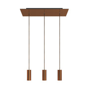 Lampada a sospensione a 3 cadute con XXL Rose-One rettangolare 675 mm con paralume in metallo Tub-E14 - Rame satinato