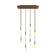 Lampada a sospensione a 8 cadute con XXL Rose-One rettangolare 675 mm con finiture in metallo - Rame satinato