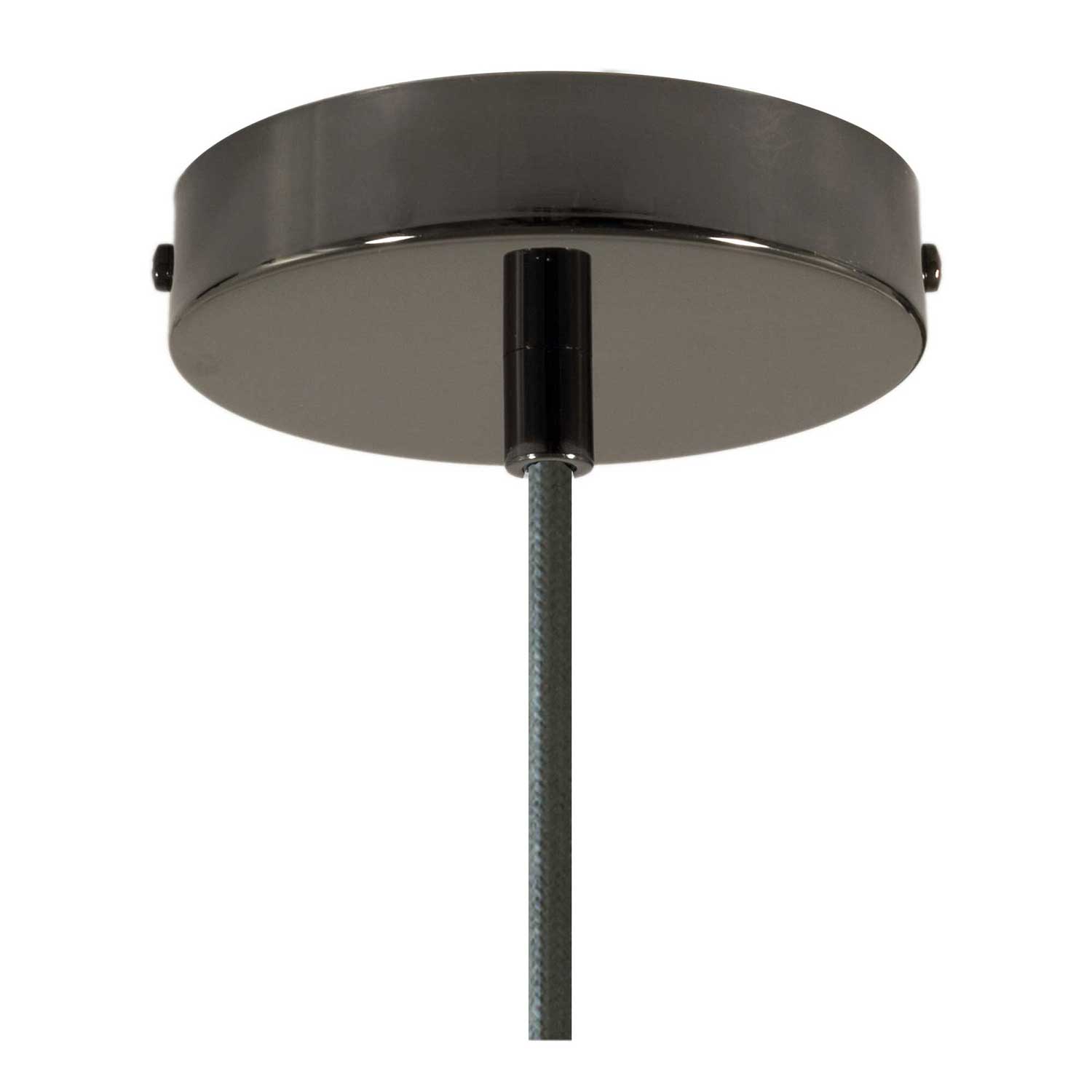 Lampada a sospensione completa di cavo tessile, paralume Coppa in ceramica e finiture in metallo - Effetto cemento