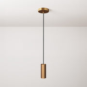 Lampada a sospensione completa di cavo tessile, paralume Tub-E14 e finiture in metallo - Bronzo satinato