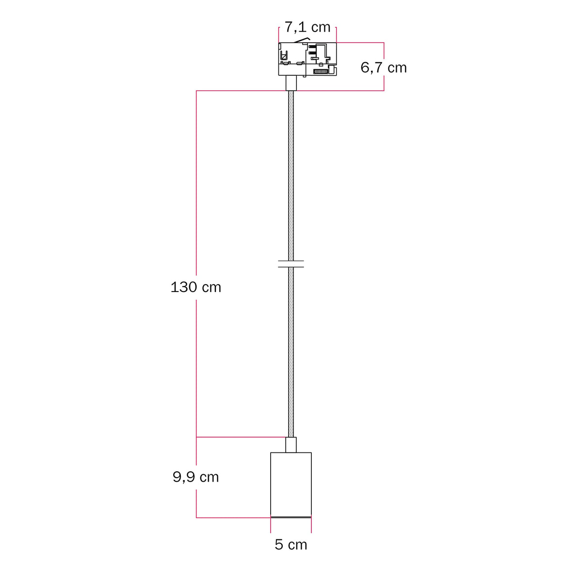 Lampada a sospensione con faretto GU10 Bispot per sistema a binario - Rame satinato Si Powergear